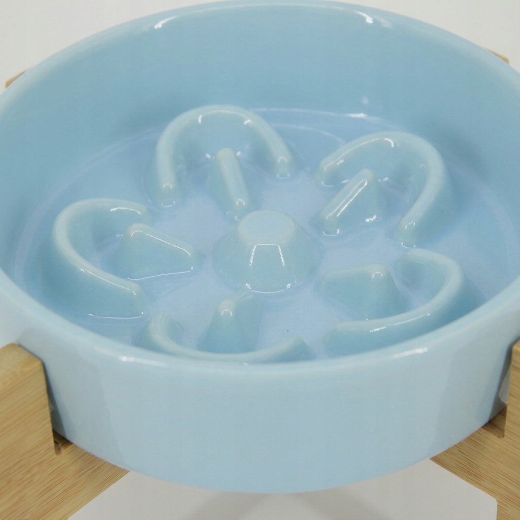 Ceramic bowl slowing down cat dog food pink on stand Manufacturer code Luminia