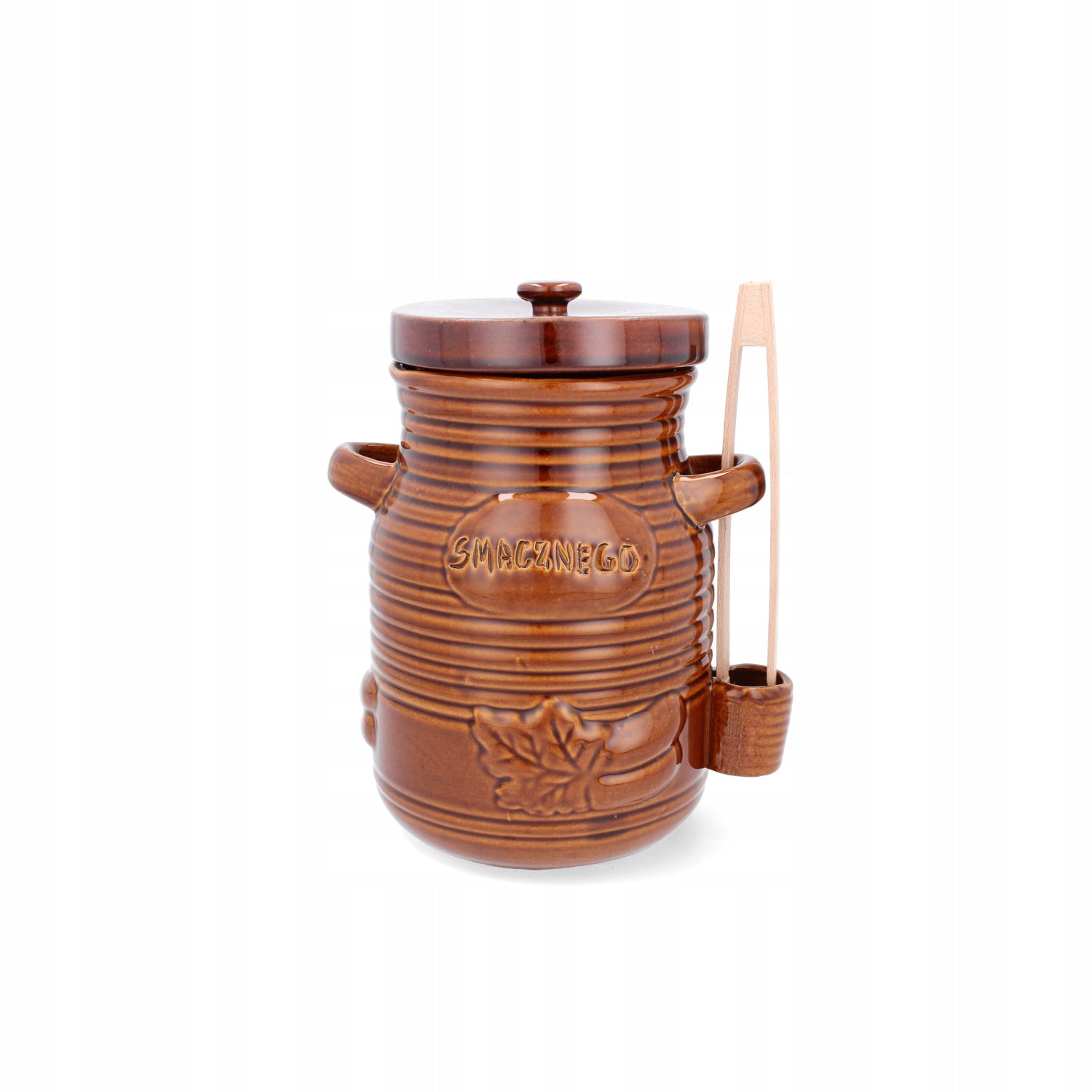 Ceramic container barrel for cucumbers silage with pliers 1,5l