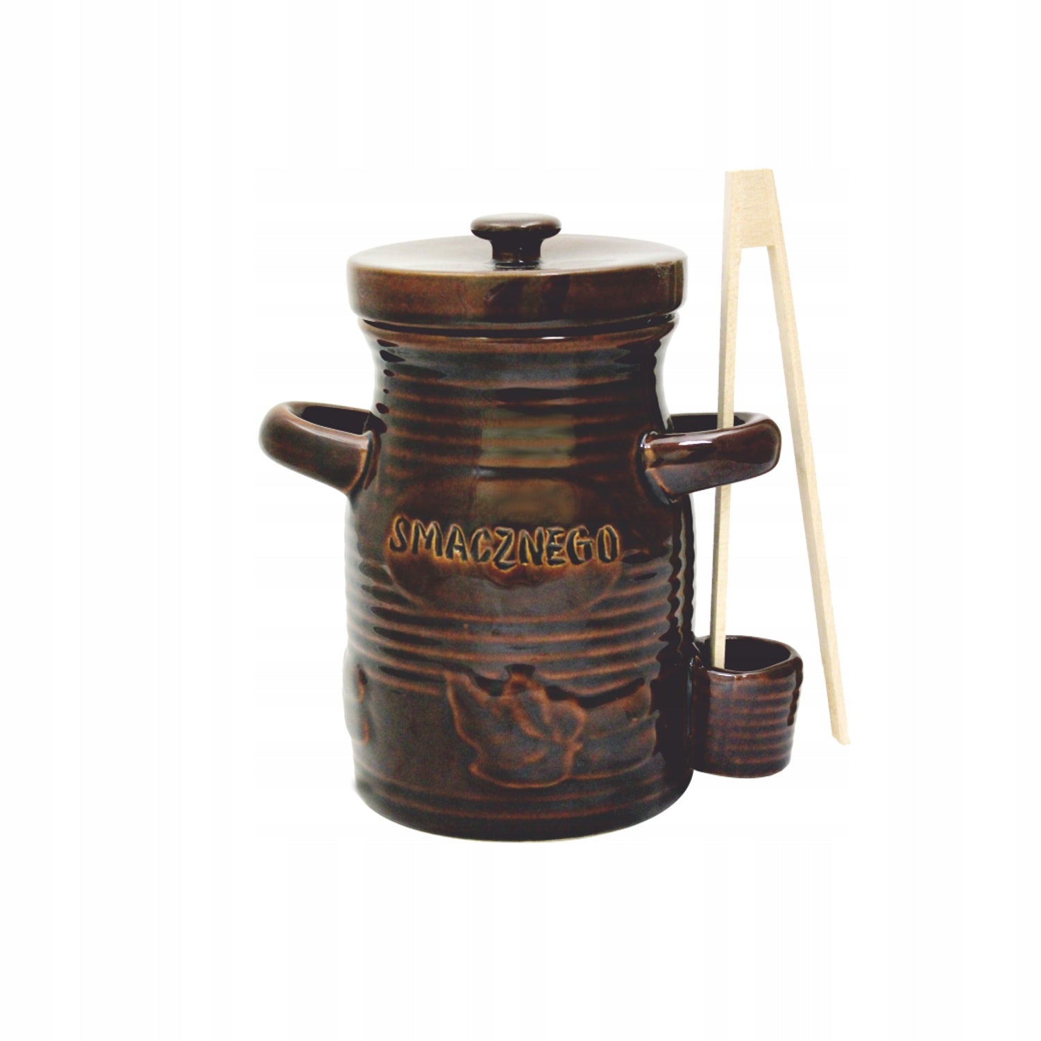 Ceramic container barrel for cucumbers silage with pliers 3,5l