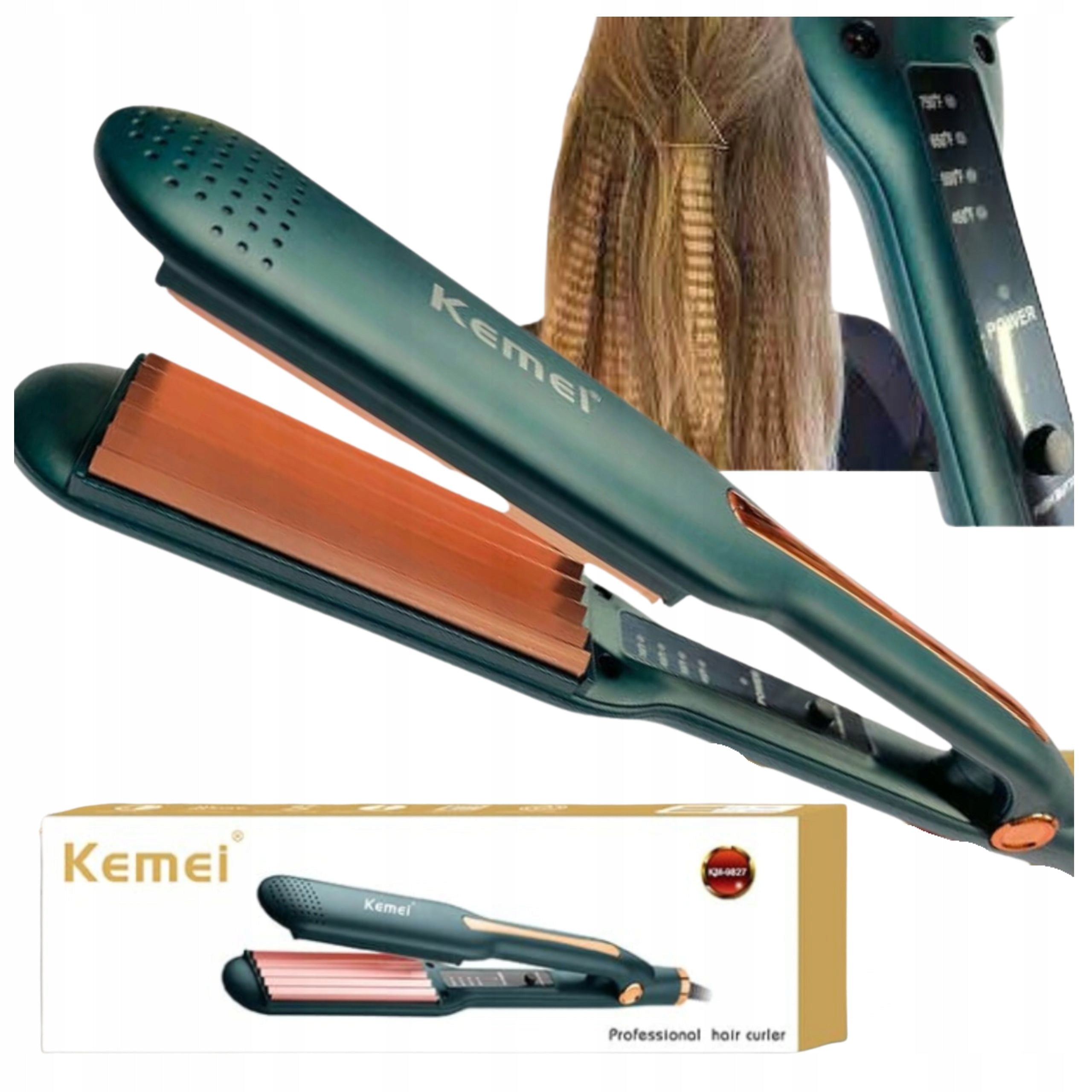 Ceramic crimper PRO waves and volume adjustment temperat elegant style