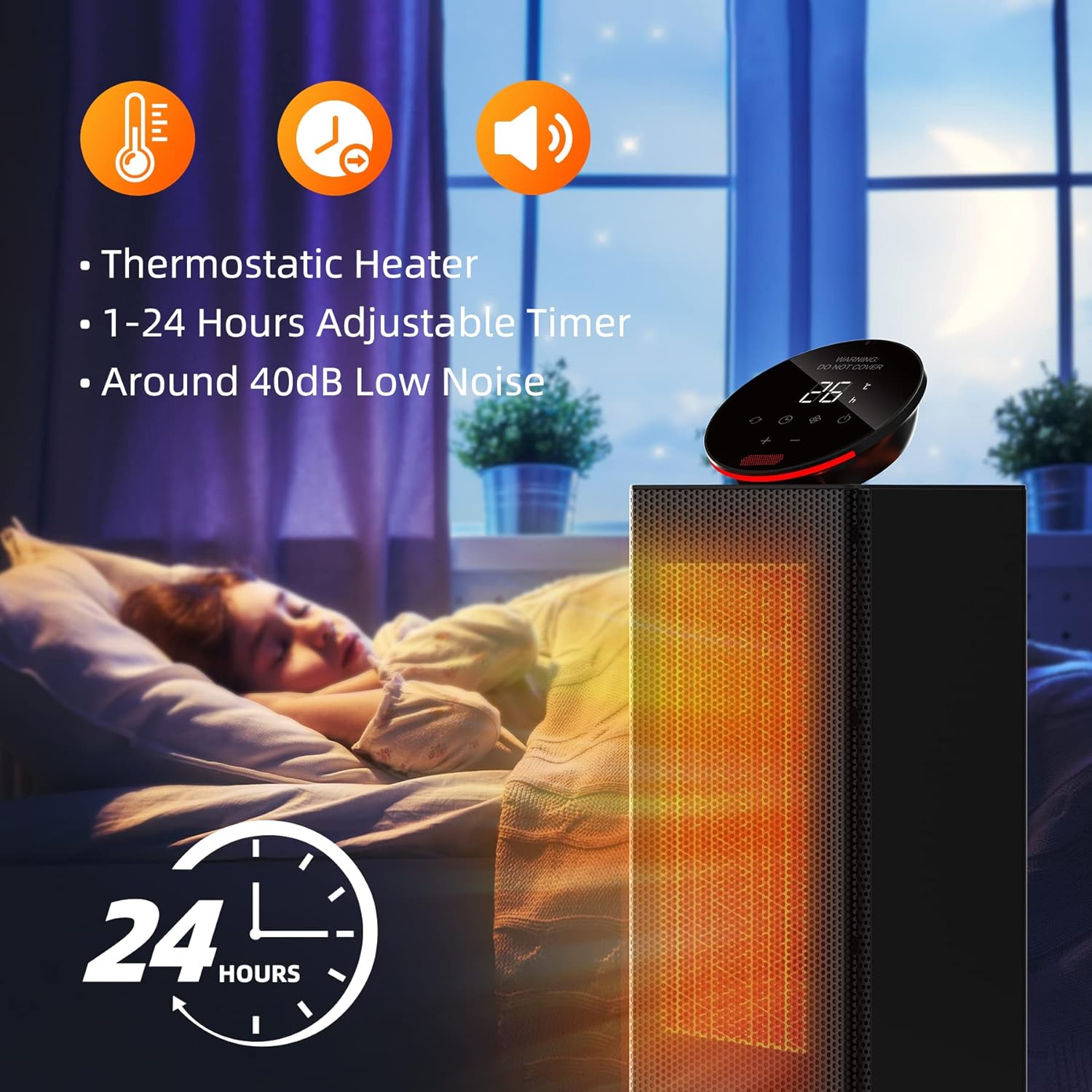 Ceramic electric heater OMISOON 2000W LED touch 3 timer modes