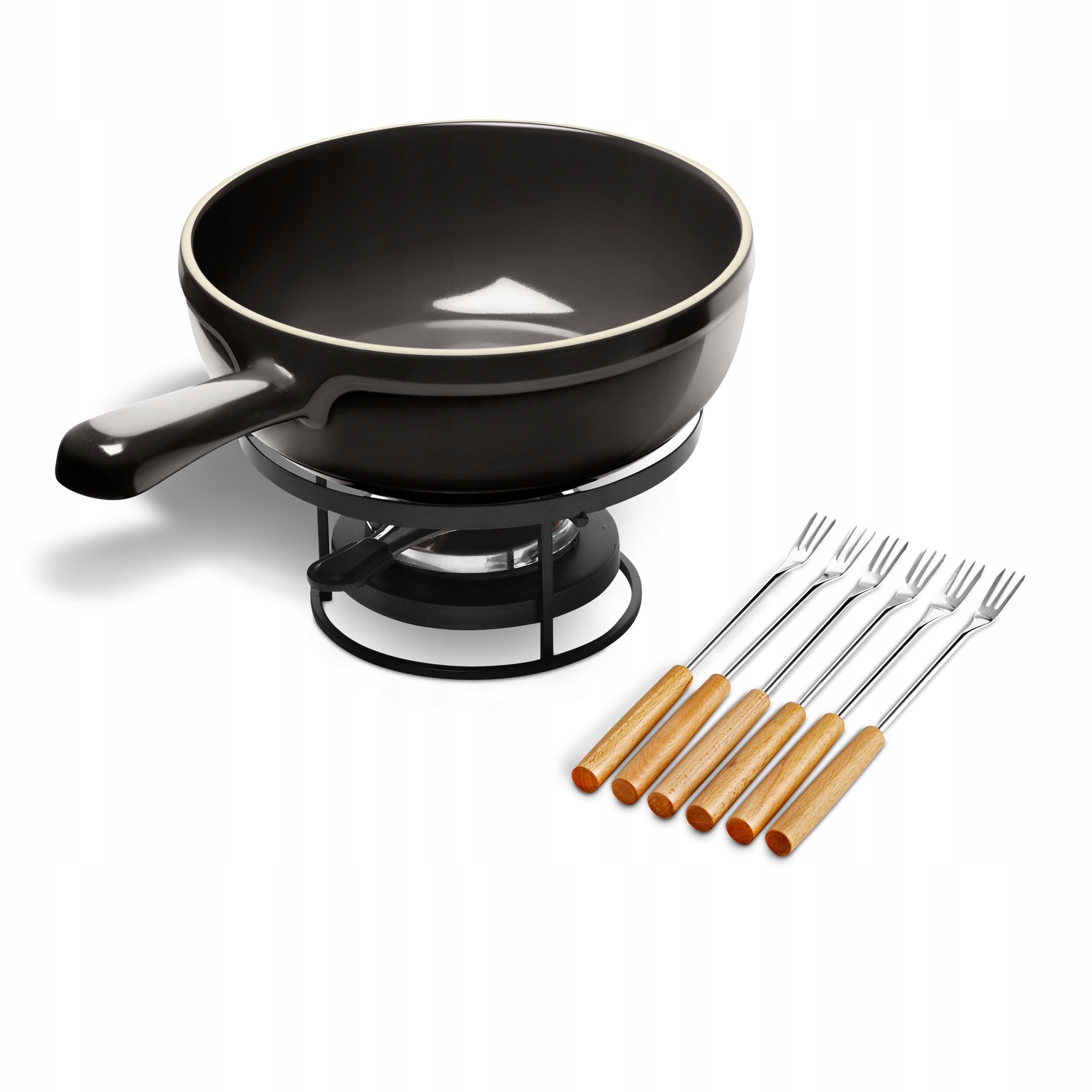 Ceramic fondue set Flame 2,4L black - EMILE HENRY