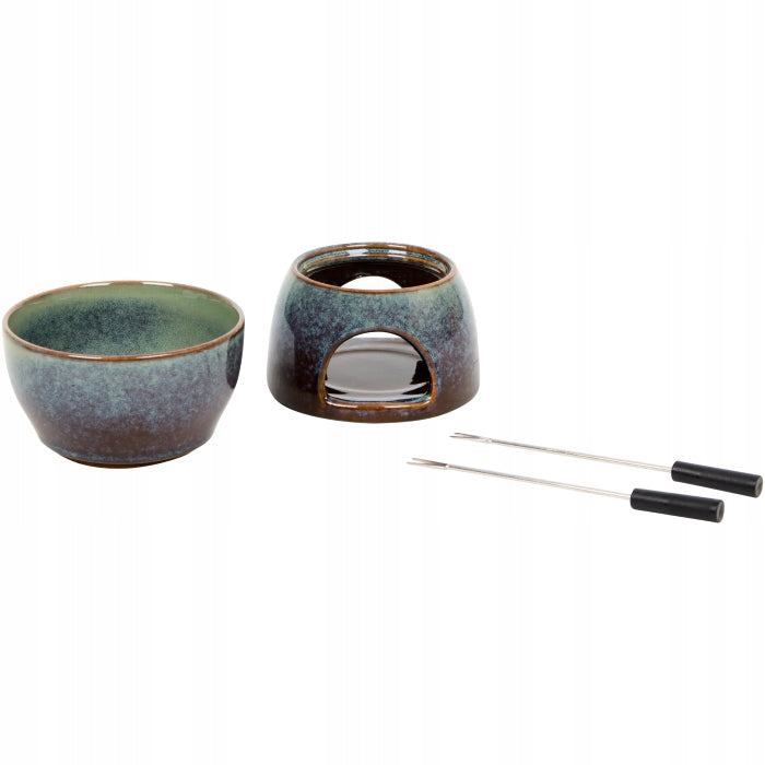 Ceramic fondue set with 2 forks Packaging status original