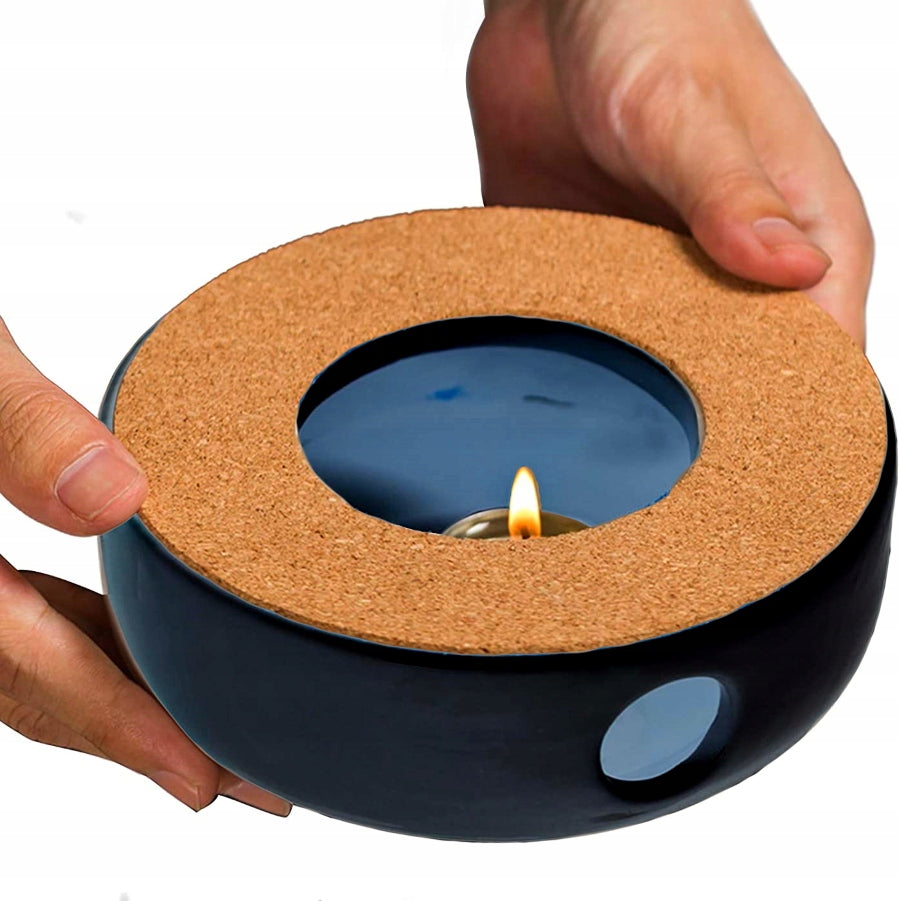 Ceramic heater with stopper FLORINA Adria 15x15x5 cm TEALIGHT BLACK