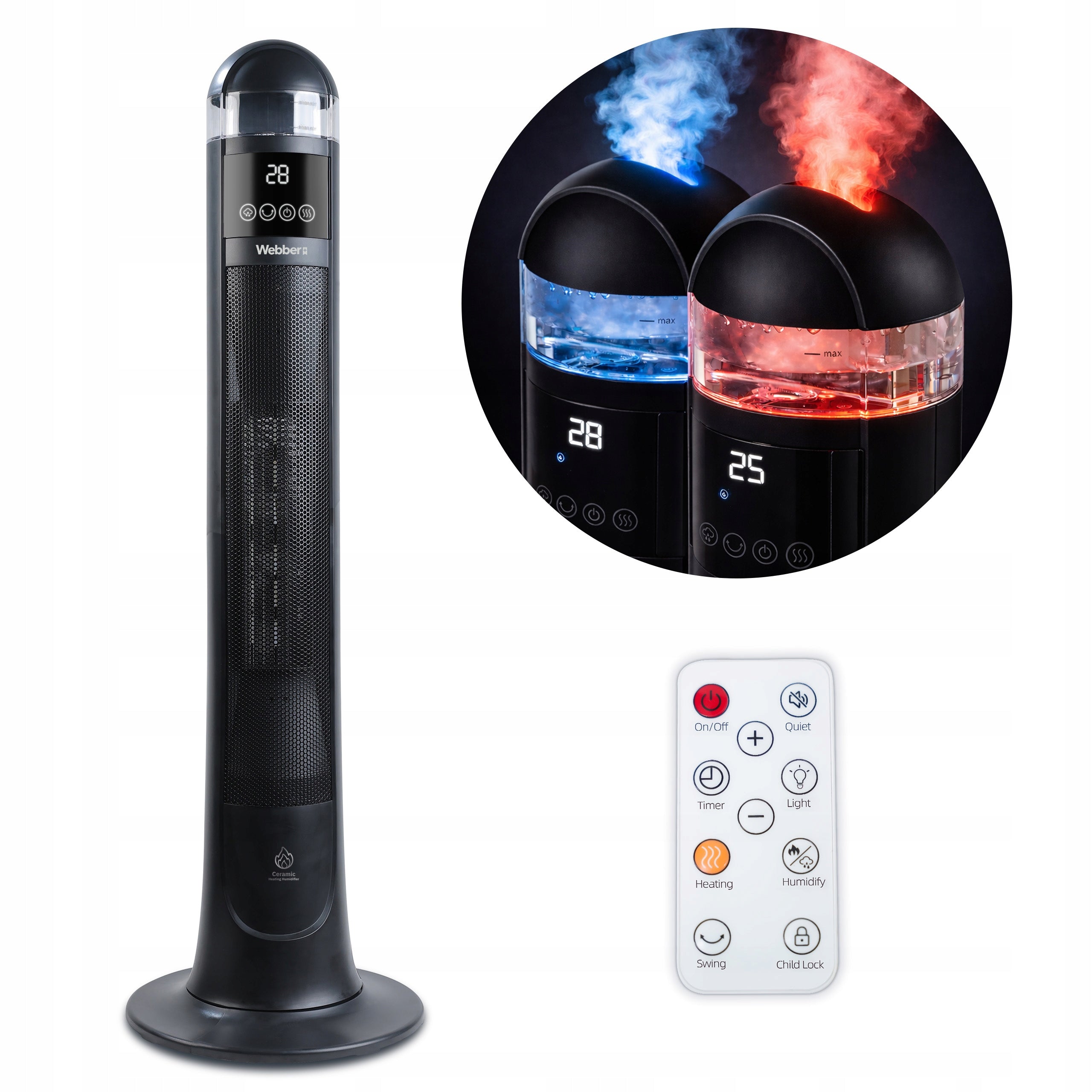 Ceramic radiator Column Webber 2200W with humidifier