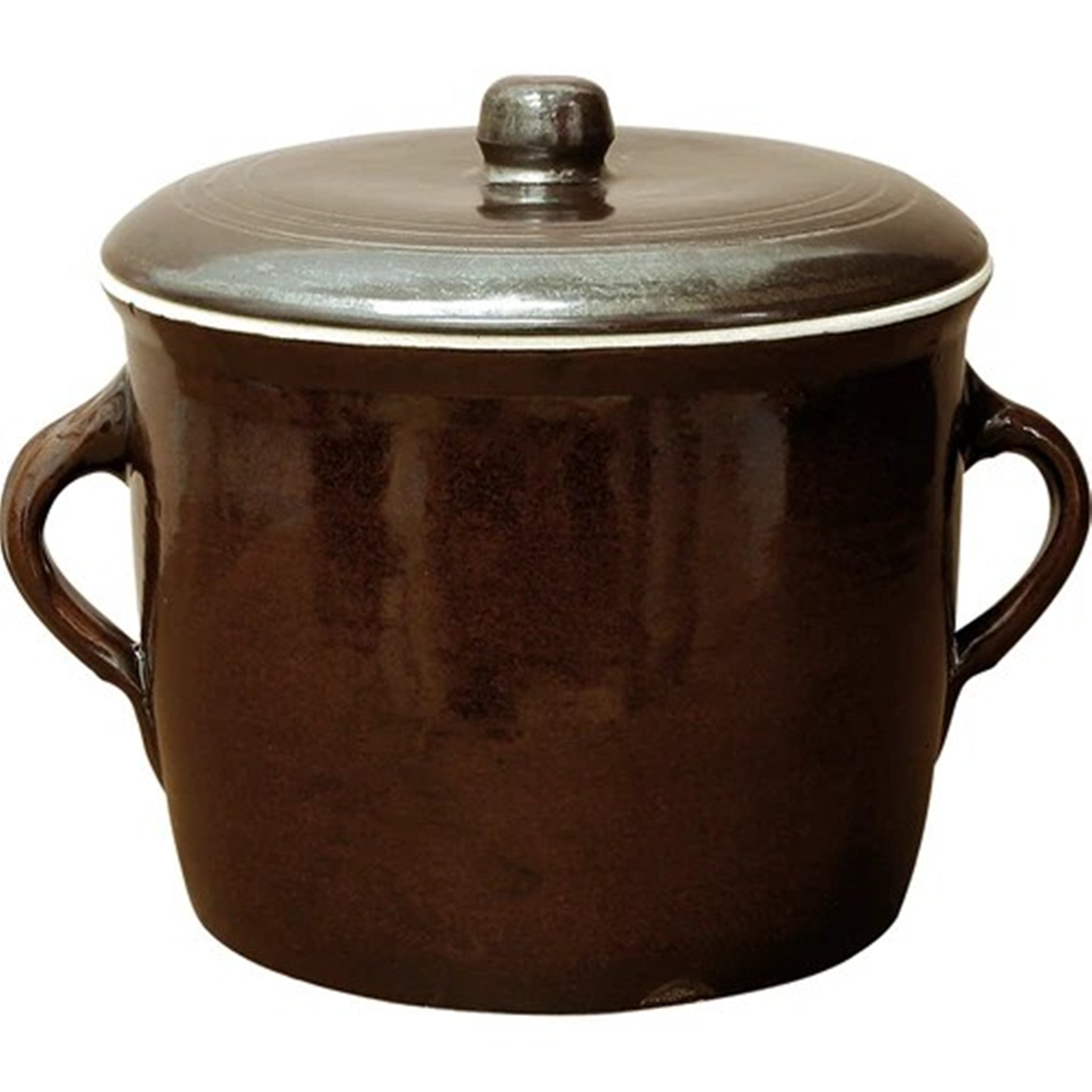 Ceramic simple pot 5 l with lid Stoneware for lard cucumber silage