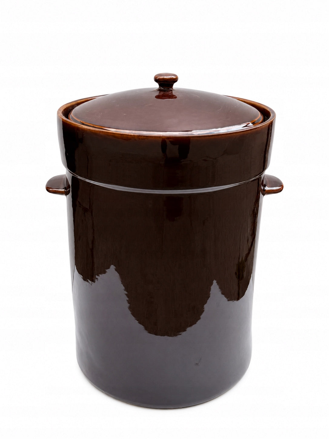 Ceramic stoneware barrel 35l with flange + lid bronze for pickling