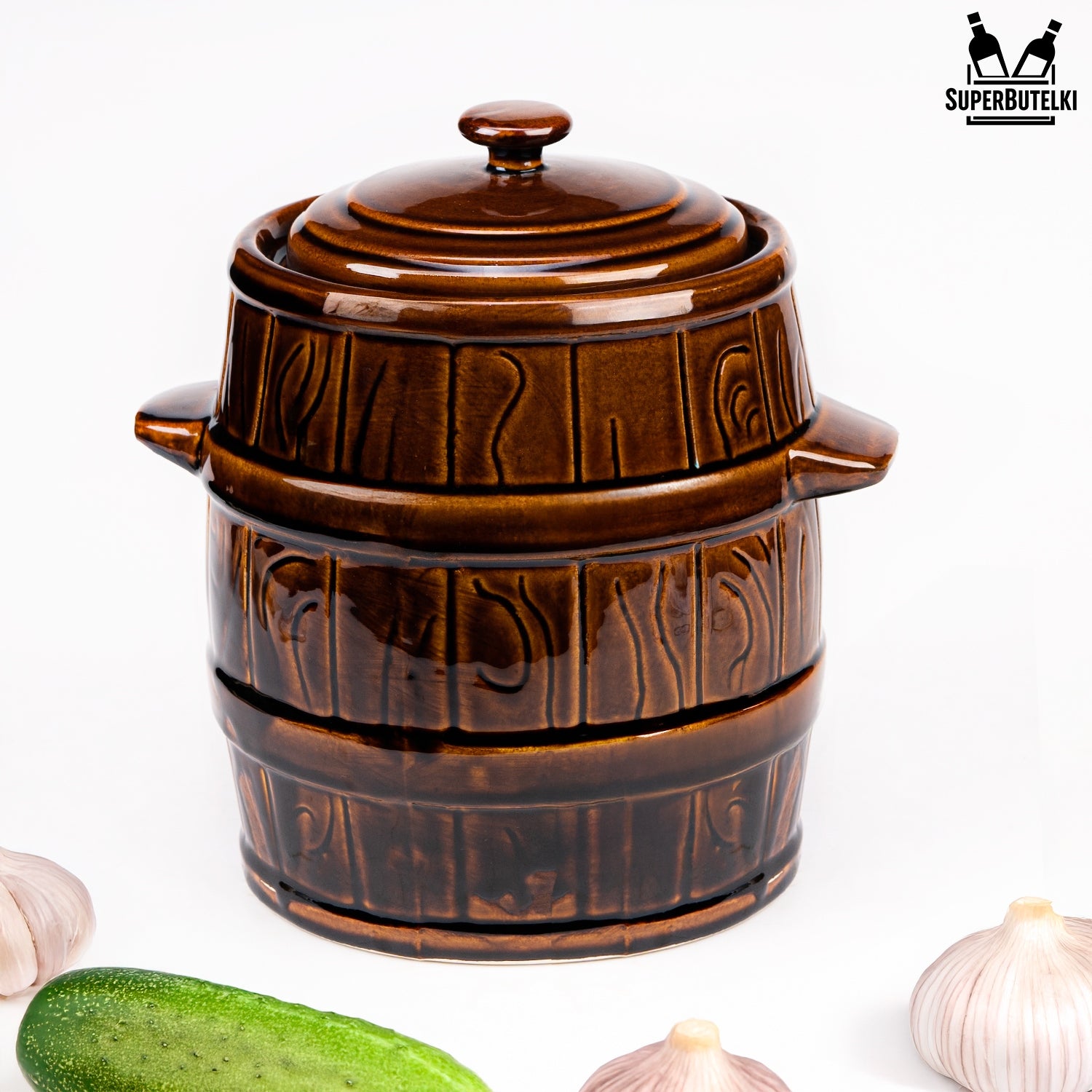 Ceramic stoneware barrel 5L POT FOR PICKLING CUCUMBER CABBAGE FOR LARD Packaging status original