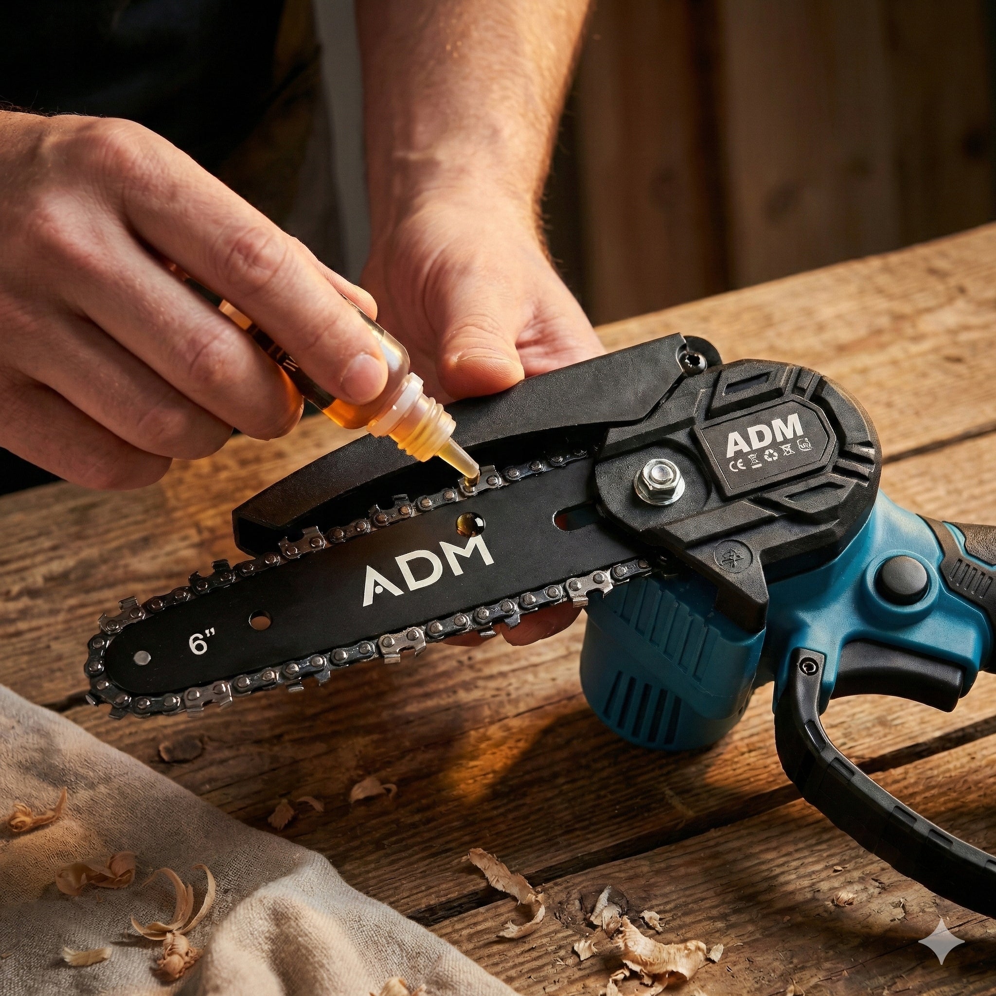 Chainsaw ADM 6 inches Cordless + 2x Battery Chain GUIDE Guide length 15 cm