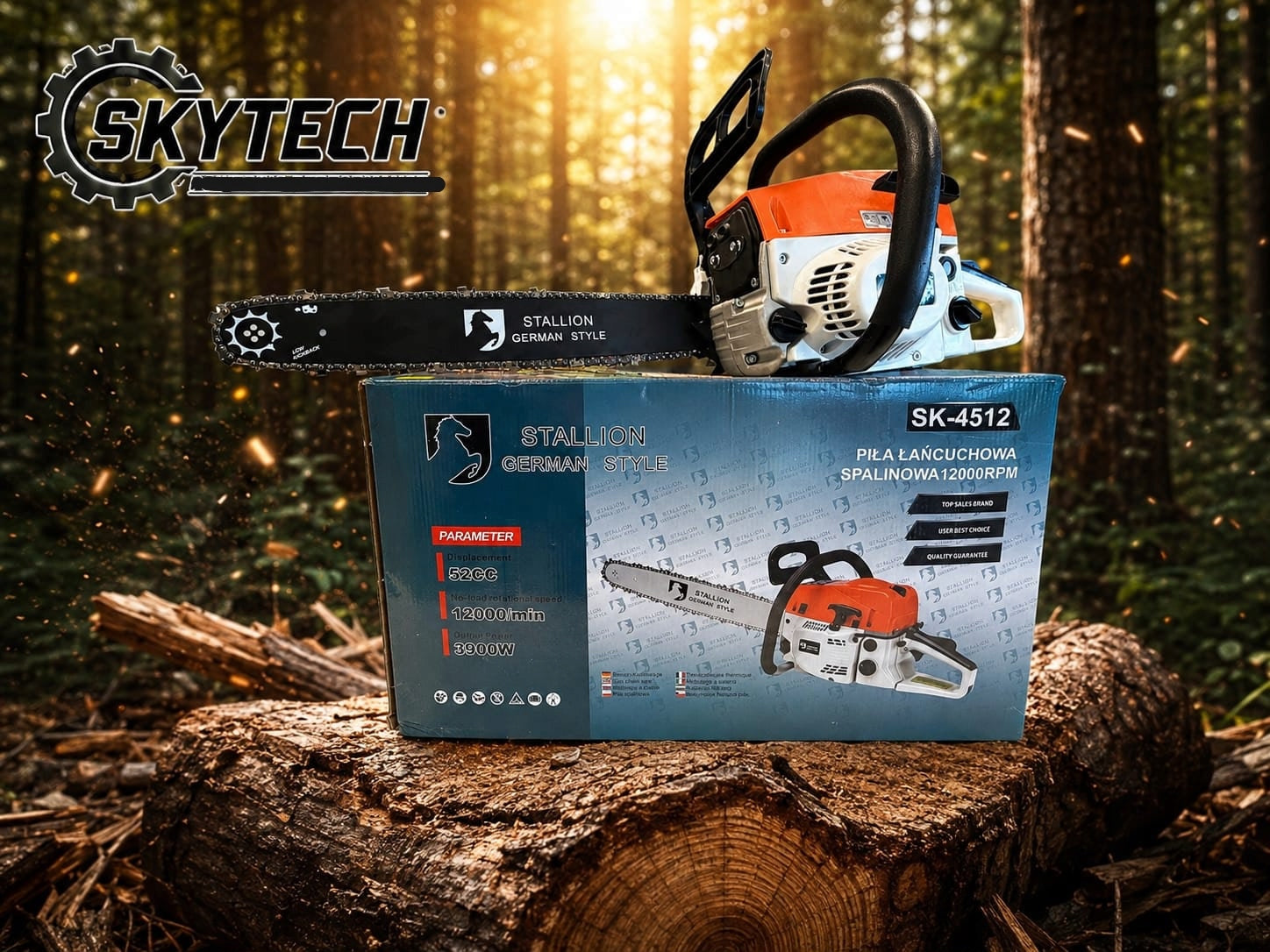 Chainsaw Combustion 52cc 3.9kW (3,9 kW / 5,3 HP) 12000 RPM Brand Skytech
