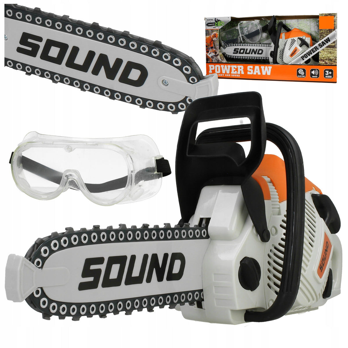 Chainsaw Combustion Mechanical Motor Saw for Kids + Glasses