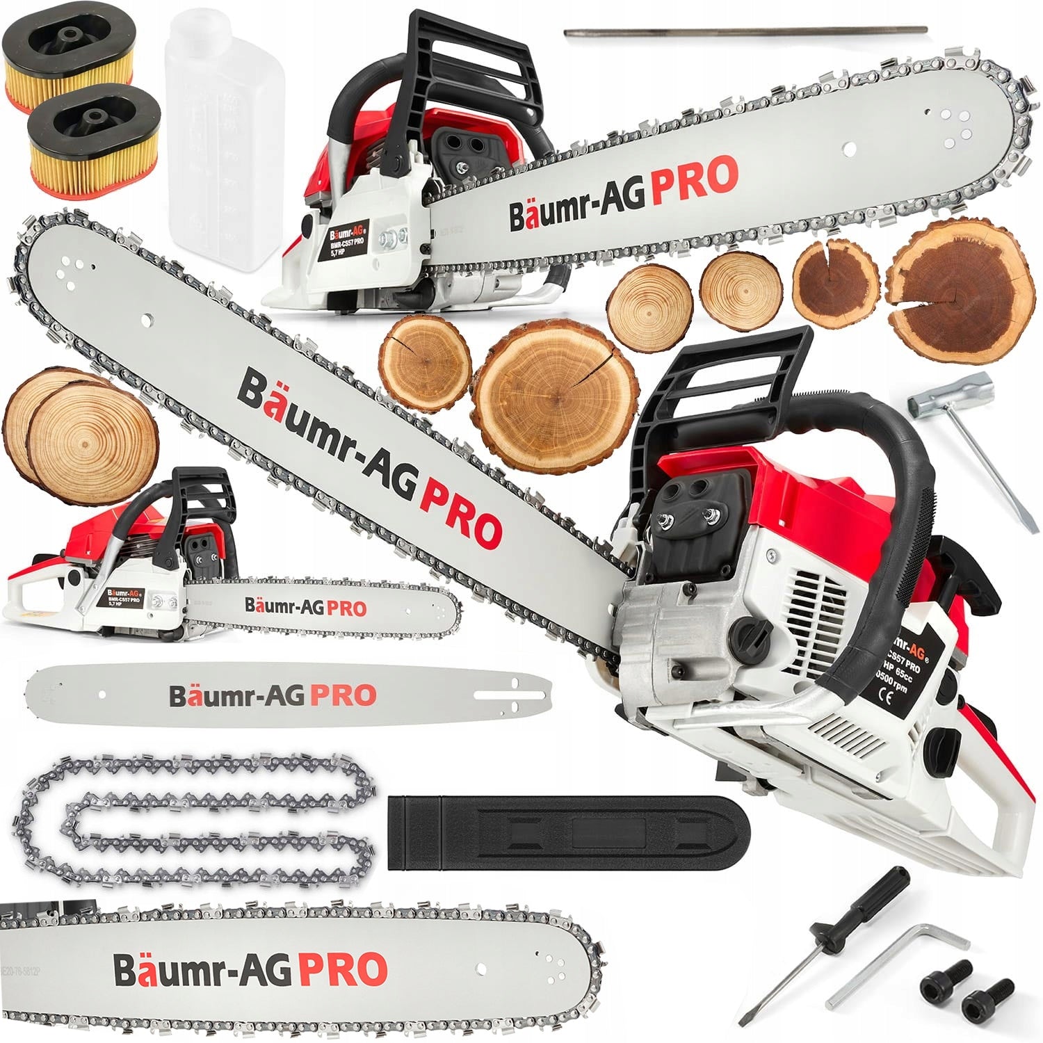 Chainsaw Combustion Saw 5,7km 65cm3 set XXL powerful power
