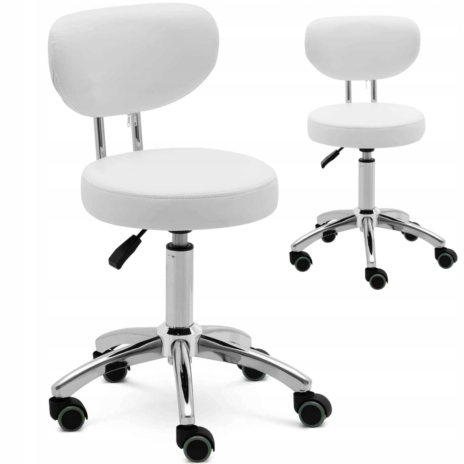Chair stool cosmetic stool with backrest on wheels up to 150 kg ASCONA bi