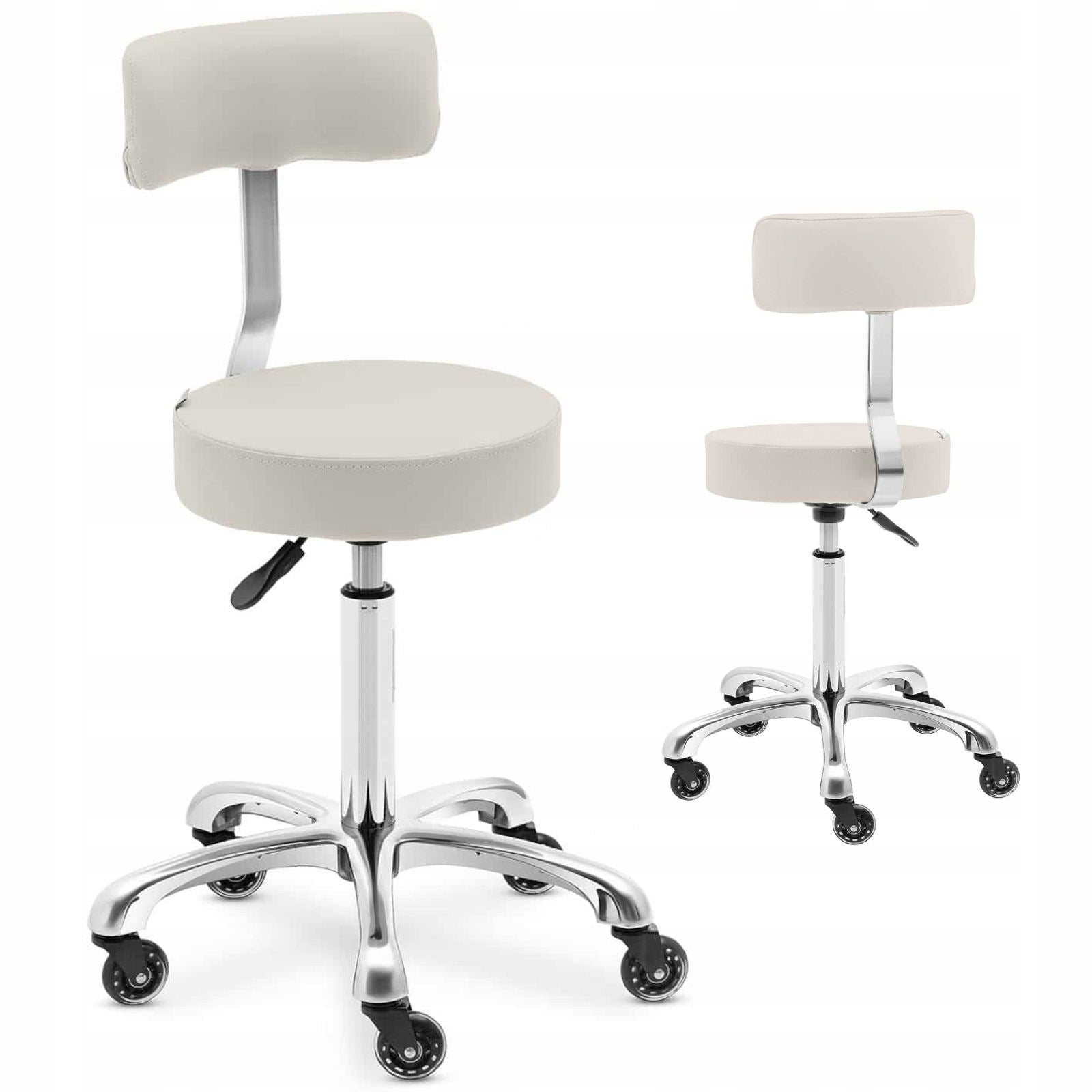 Chair stool cosmetic stool with backrest on wheels up to 150 kg WELLS beige