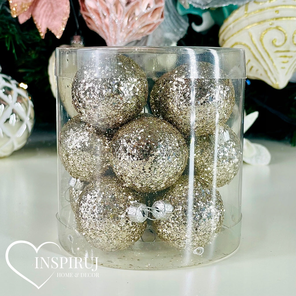 Champagne CHRISTMAS TREE BAUBLES Gold Glitter Christmas Tree Bubbles for Reeds Packaging status original