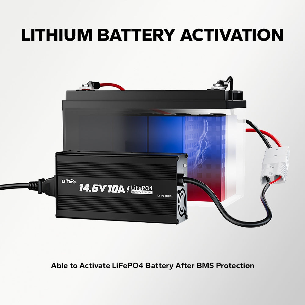 Charger for LiTime 12V LiFePO4 lithium battery 14.6V 10A LED Manufacturer's catalog number L12V10A-Bcha-X-DE