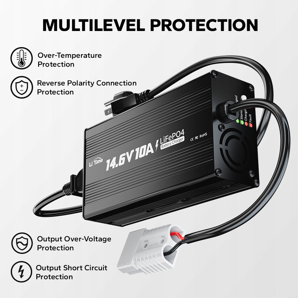 Charger for LiTime 12V LiFePO4 lithium battery 14.6V 10A LED Packaging status original