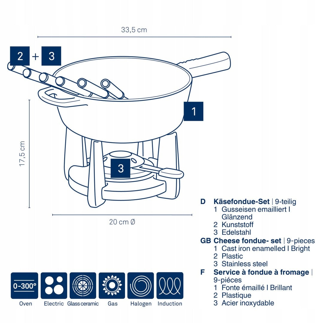 Cheese fondue set KELA for 6 people 1,8 L diameter 20 x 17,5 cm Packaging status original