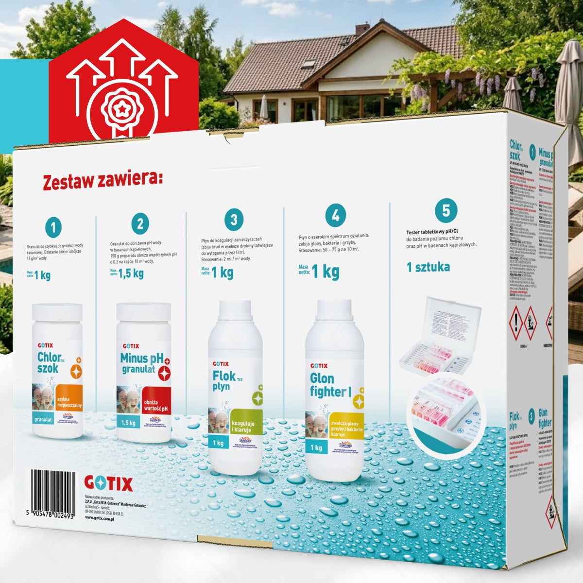 Chemistry for Pool Chlorine Pool Chemistry Starter Kit for Pool 5KG - 5in1 Volume 5 l