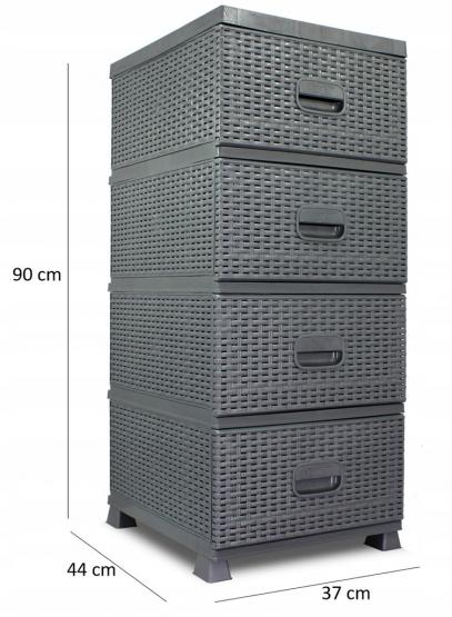 Chest of drawers Bathroom shelving unit with 4 drawers GREY 38 x 45 x 90 cm RATTAN Manufacturer code 5900779819450