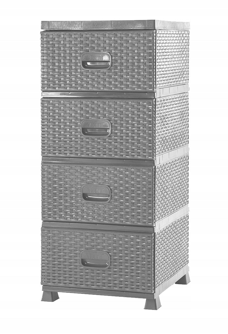 Chest of drawers Bathroom shelving unit with 4 drawers GREY 38 x 45 x 90 cm RATTAN