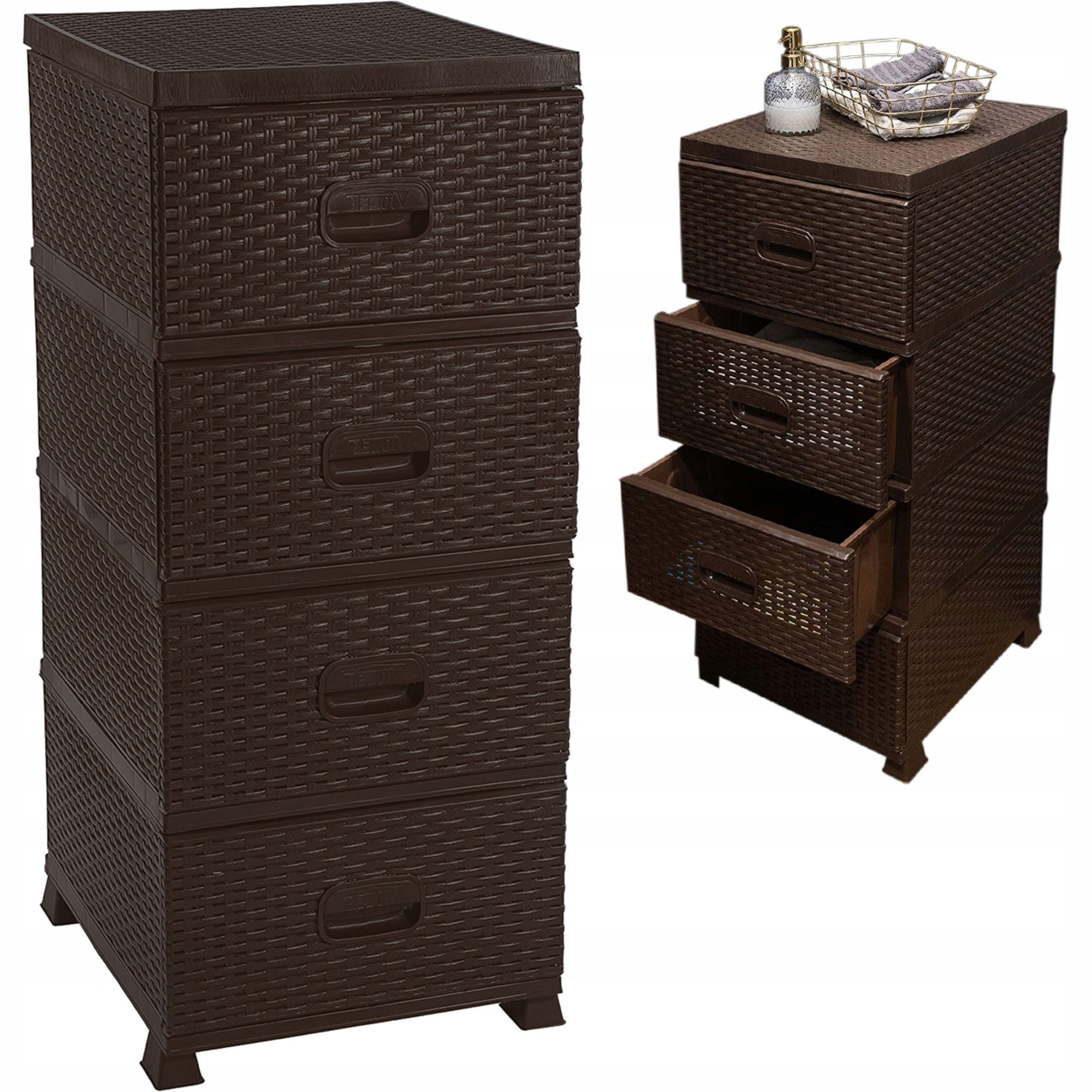 Chest of drawers Bathroom shelving unit with 4 drawers OAK wenge 38x45x90 cm RATTAN