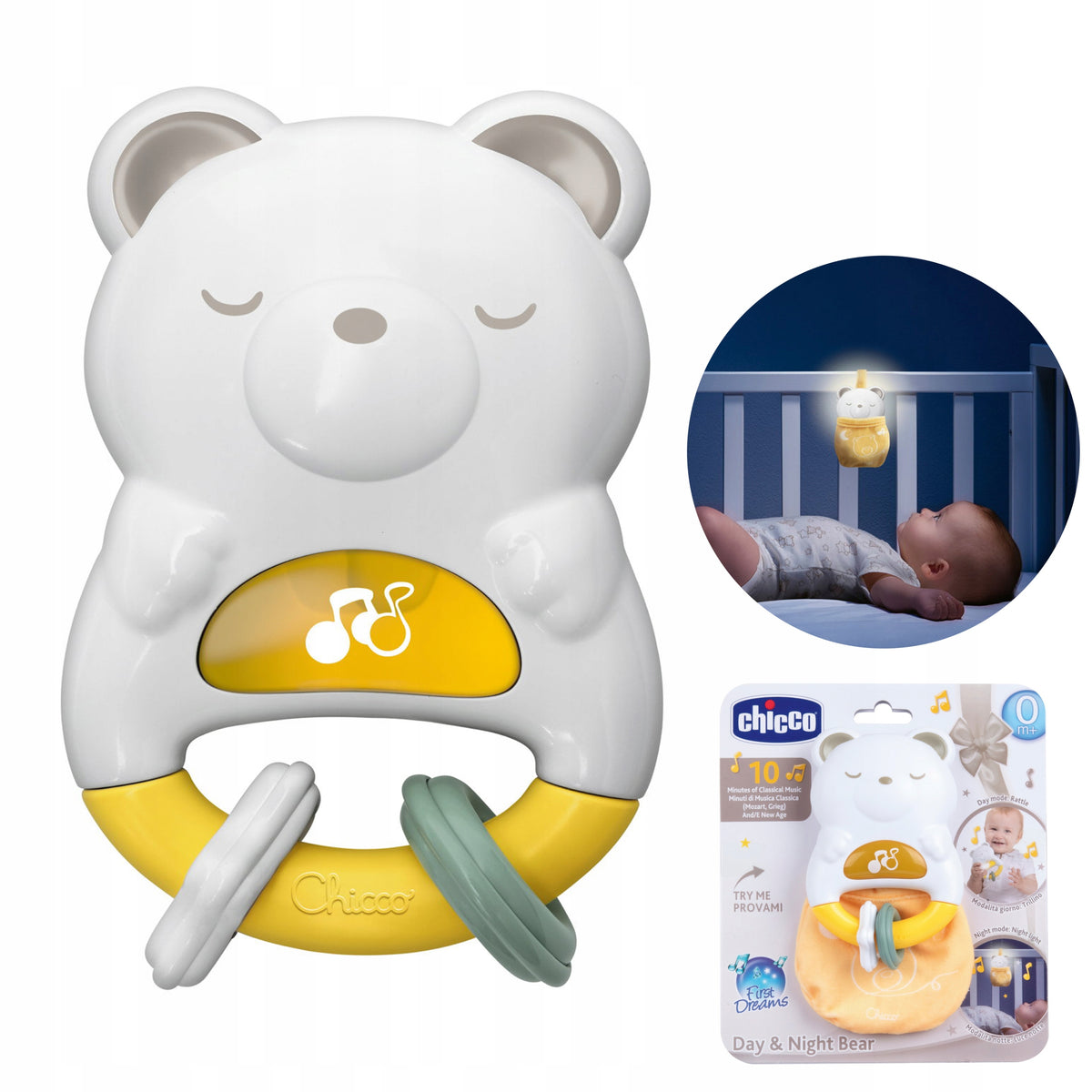 Chicco rattle 2in1 night light glowing bear