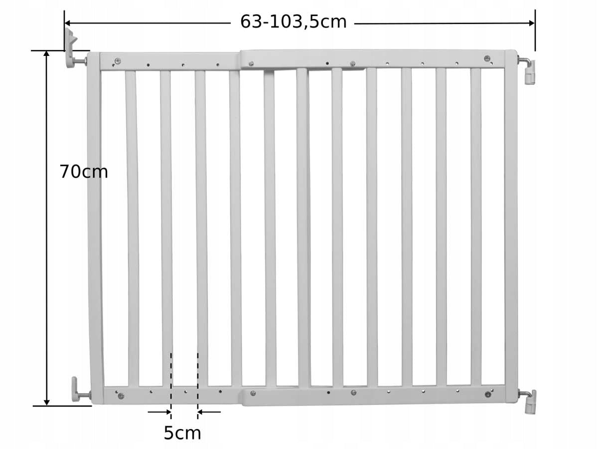 Child safety gate 63-103cm white Modilok for door stairs attestation Manufacturer code 2219100