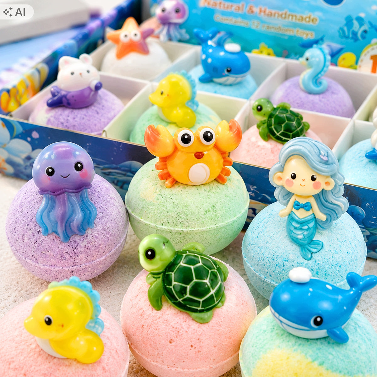 Children's Bath Balls 12 Pcs Large Set With Animal Figurines Manufacturer code Kule Do Kąpieli i Figurki Niespodzianka