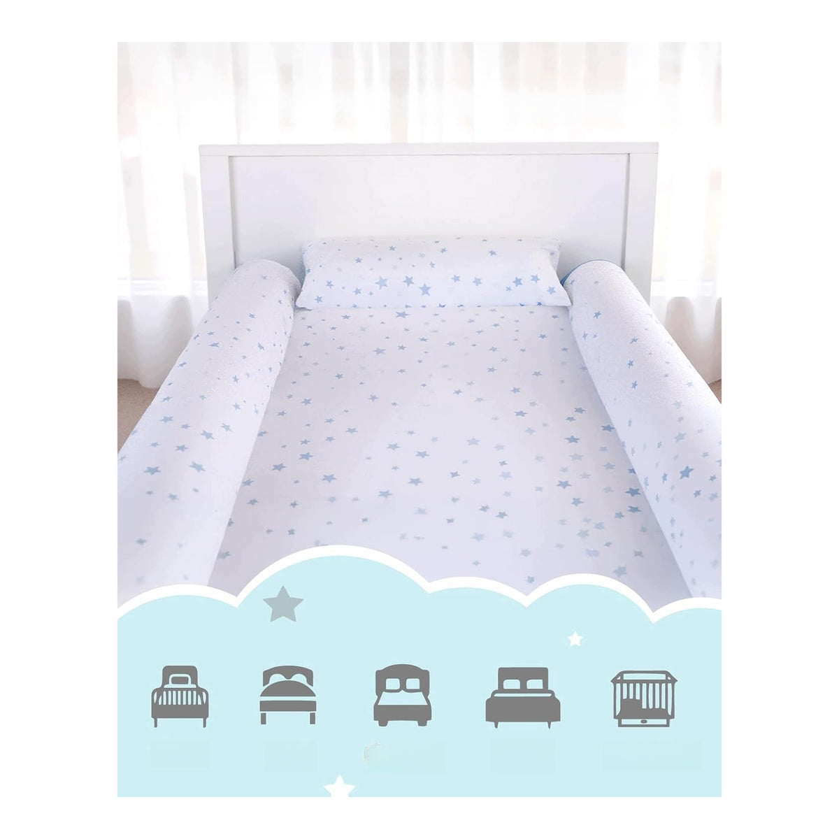 Children's Bed Barrier Inflatable Travel 2 Pcs Non-Slip Packaging status original