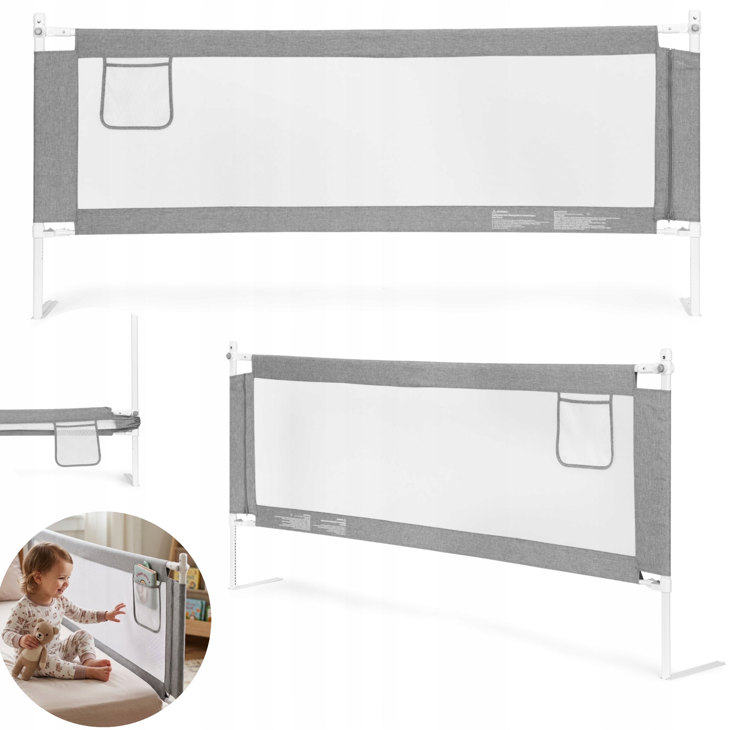 Children's Bed Protective Barrier Folding Adjustable 200cm Goal