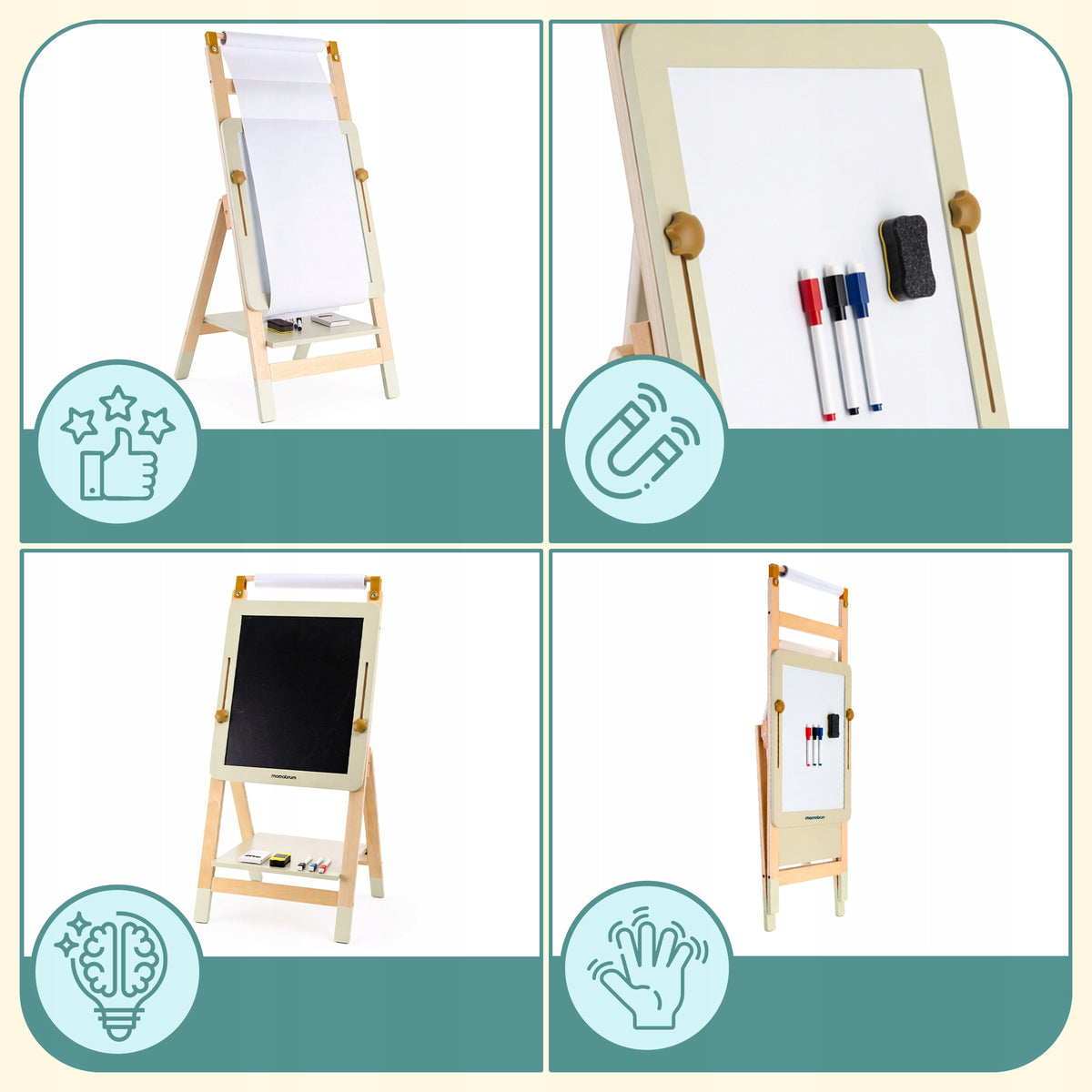 Children's Board 3in1 Wooden Magnetic Chalk Easel Manufacturer code MAM287 EASEL
