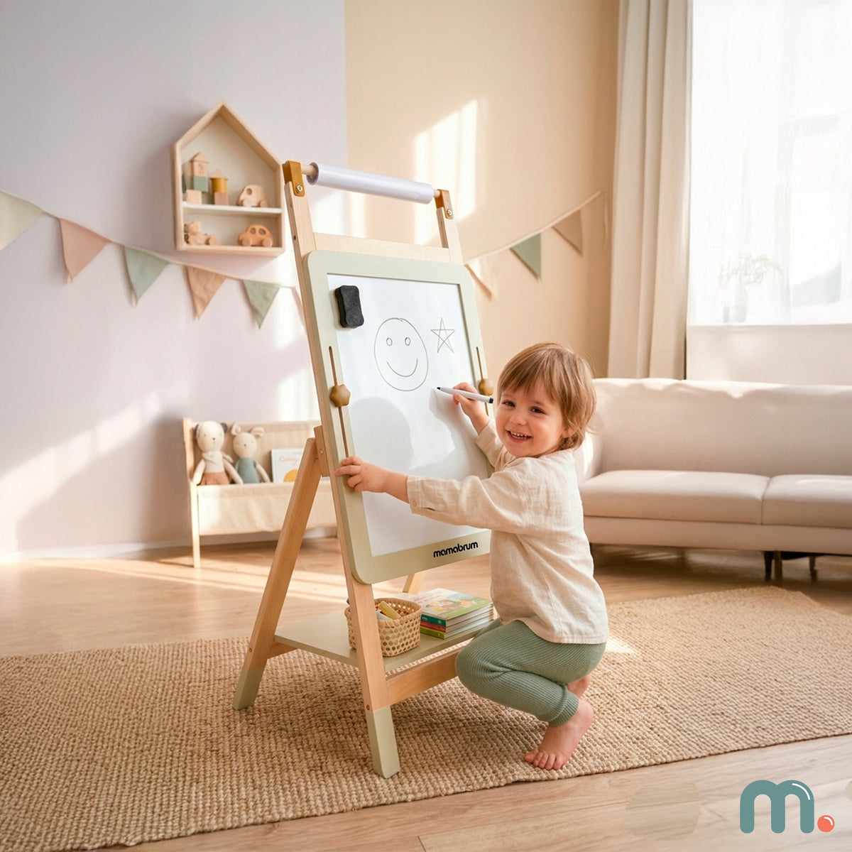 Children's Board 3in1 Wooden Magnetic Chalk Easel Packaging status original