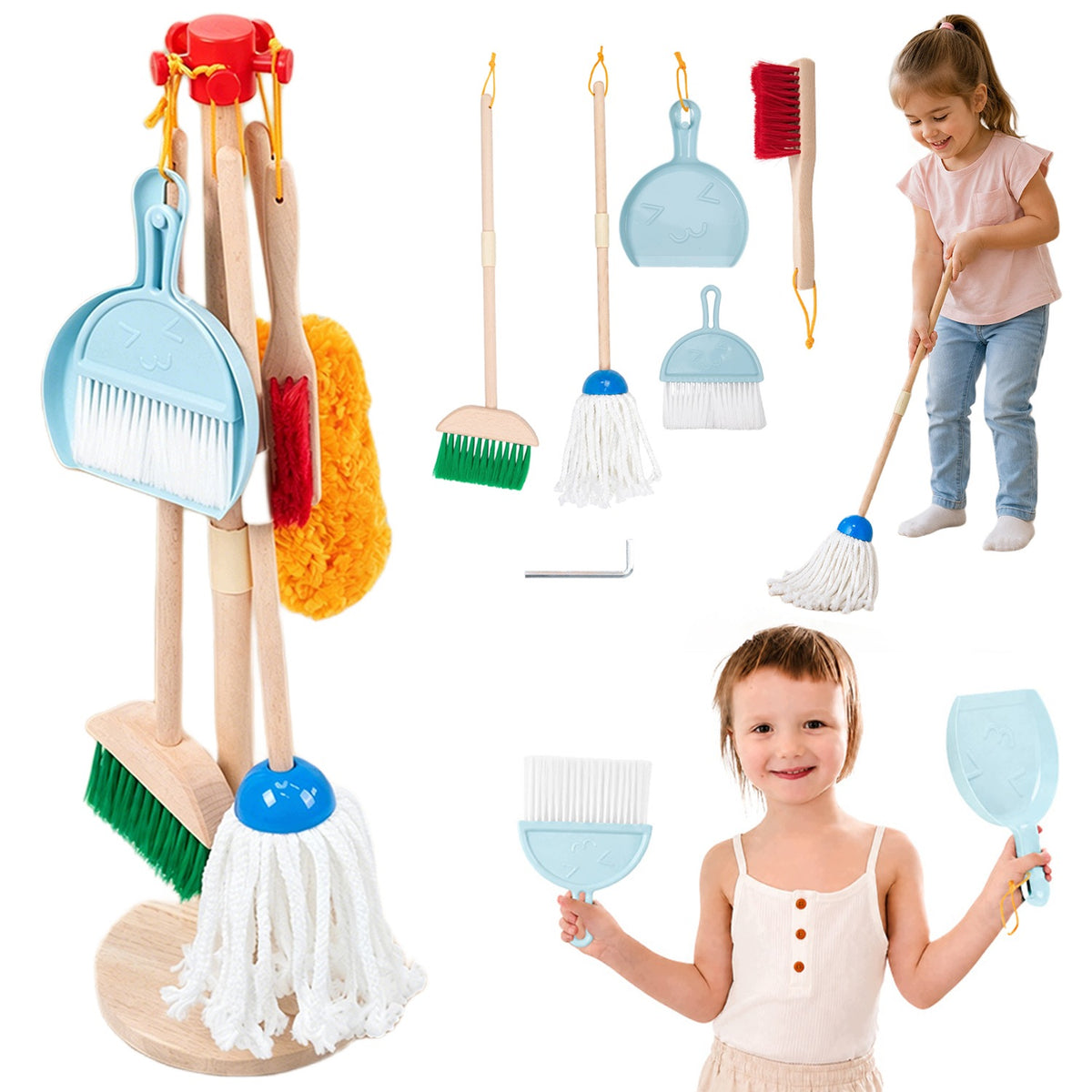 Children's Cleaning Set Wooden, Montessori Educational Toy