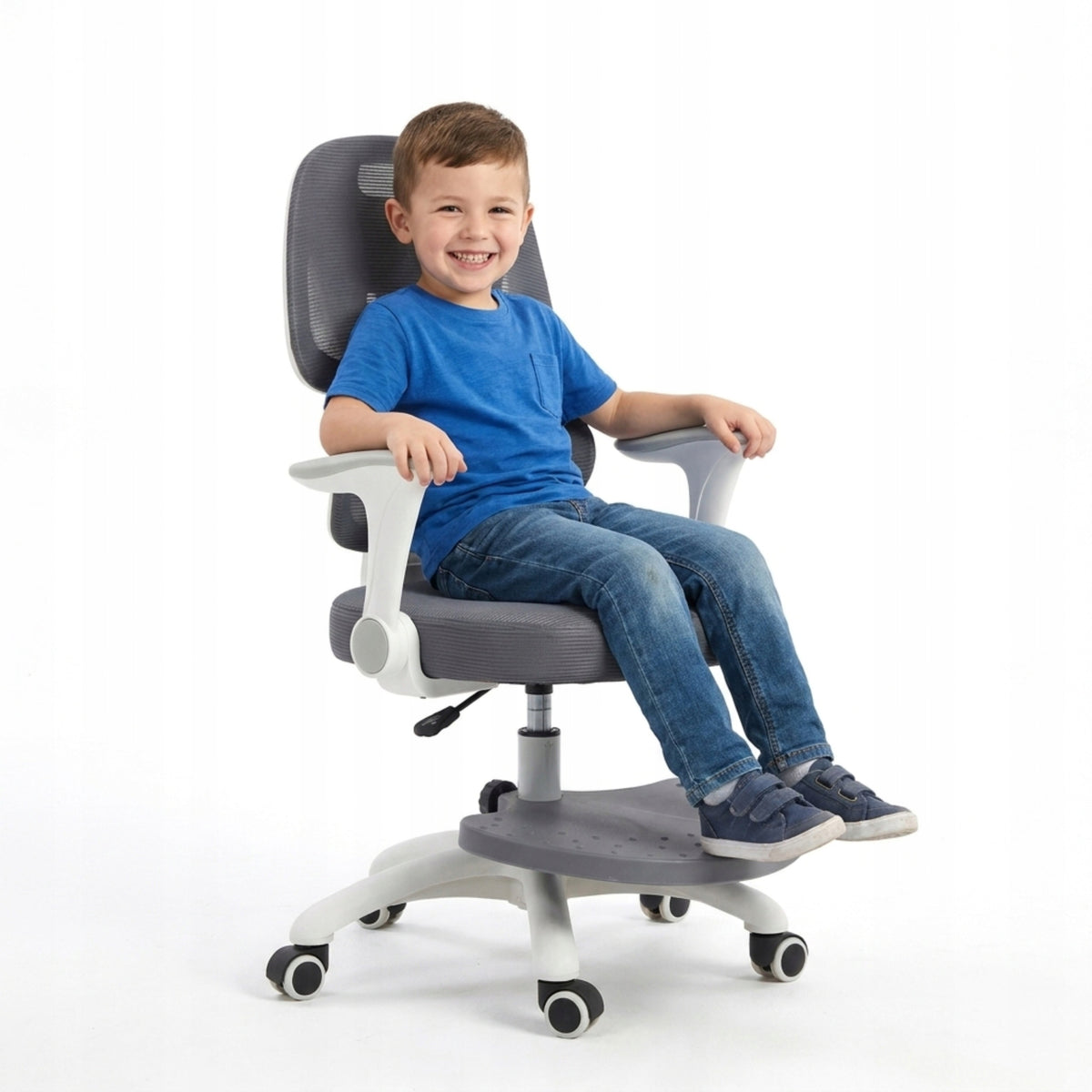 Children's Desk Chair Ergonomic Swivel Chair Adjustable Grey