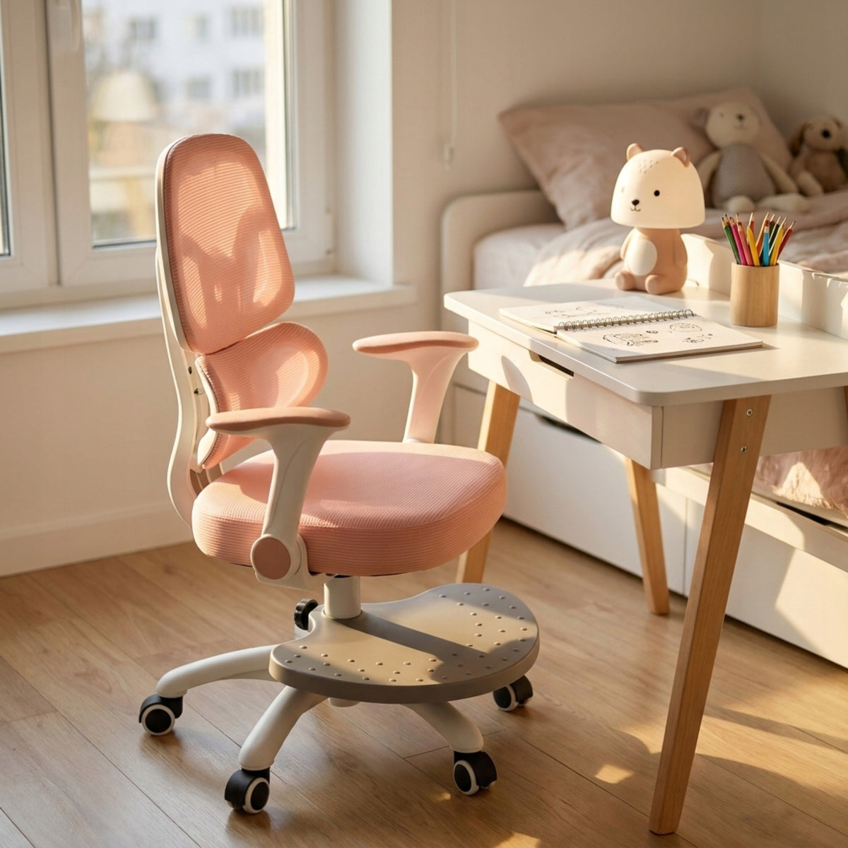 Children's Desk Chair Ergonomic Swivel Chair Adjustable Pink Manufacturer code KX257
