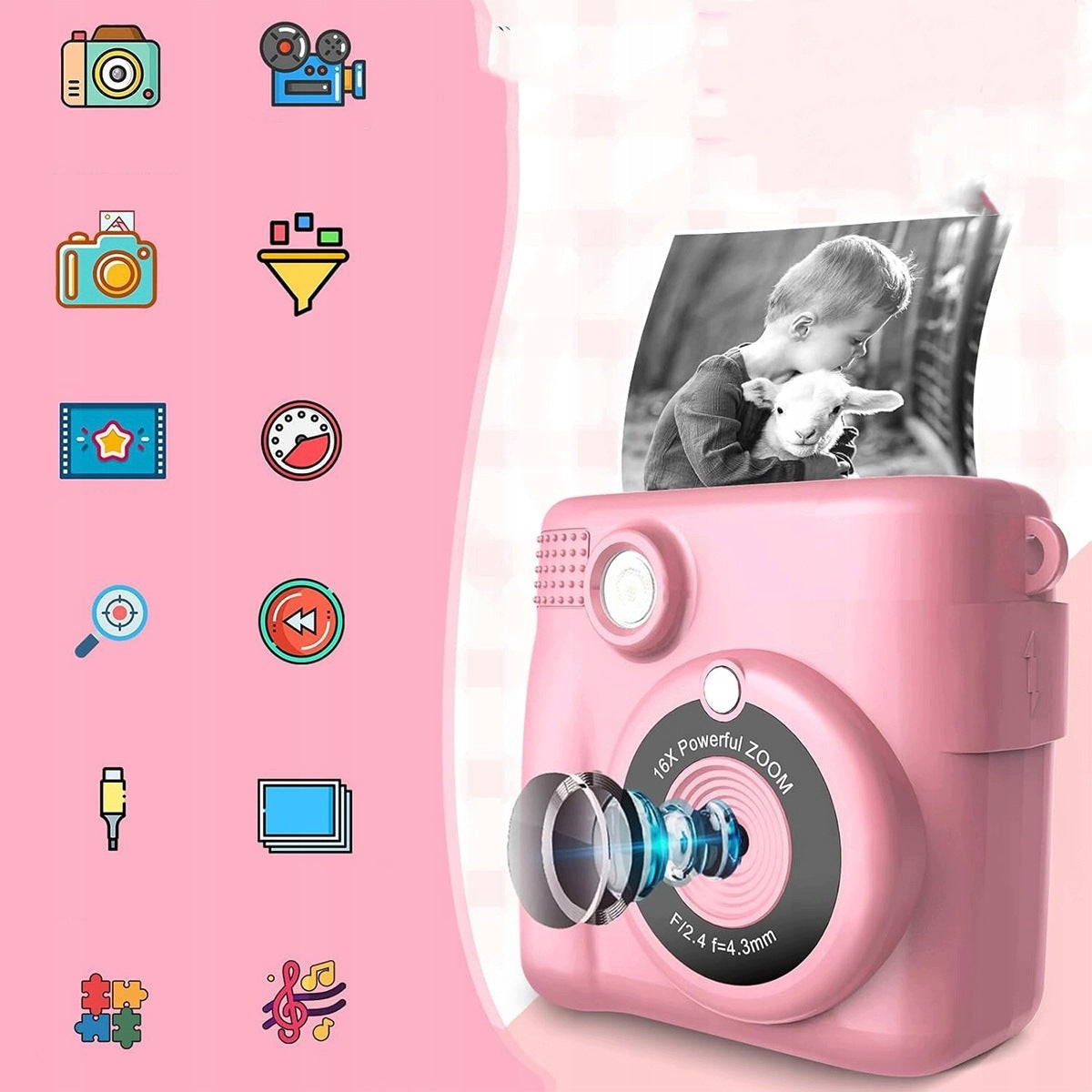 Children's Digital Camera INSTANT with Printer +3 ROLLS Brand no brand