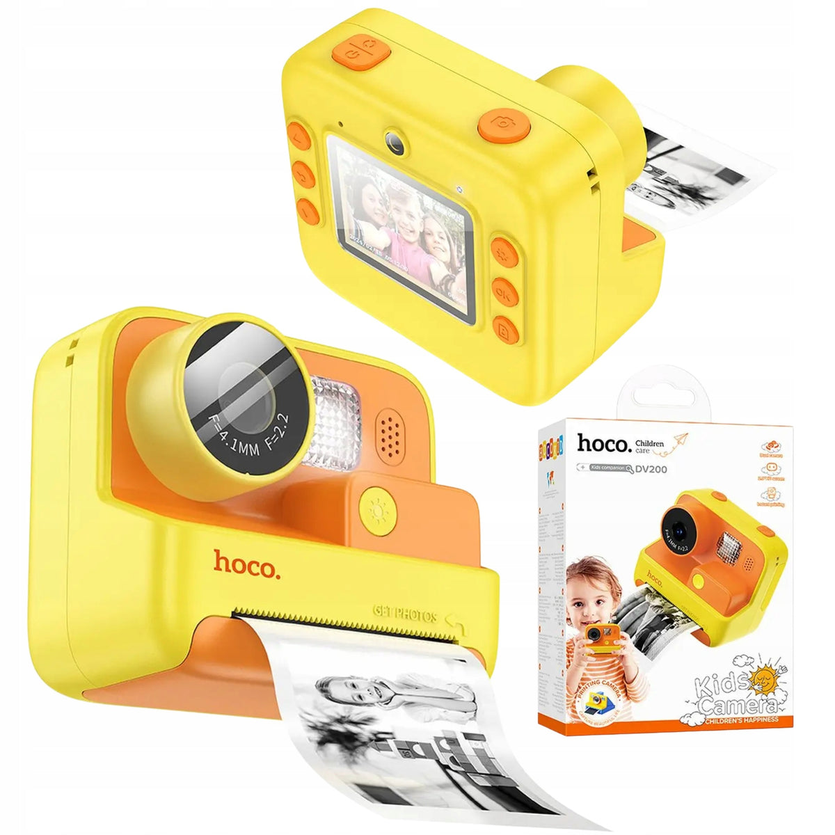 Children's Digital Camera Instant Printer Hoco 1MP HD DV200 Yellow