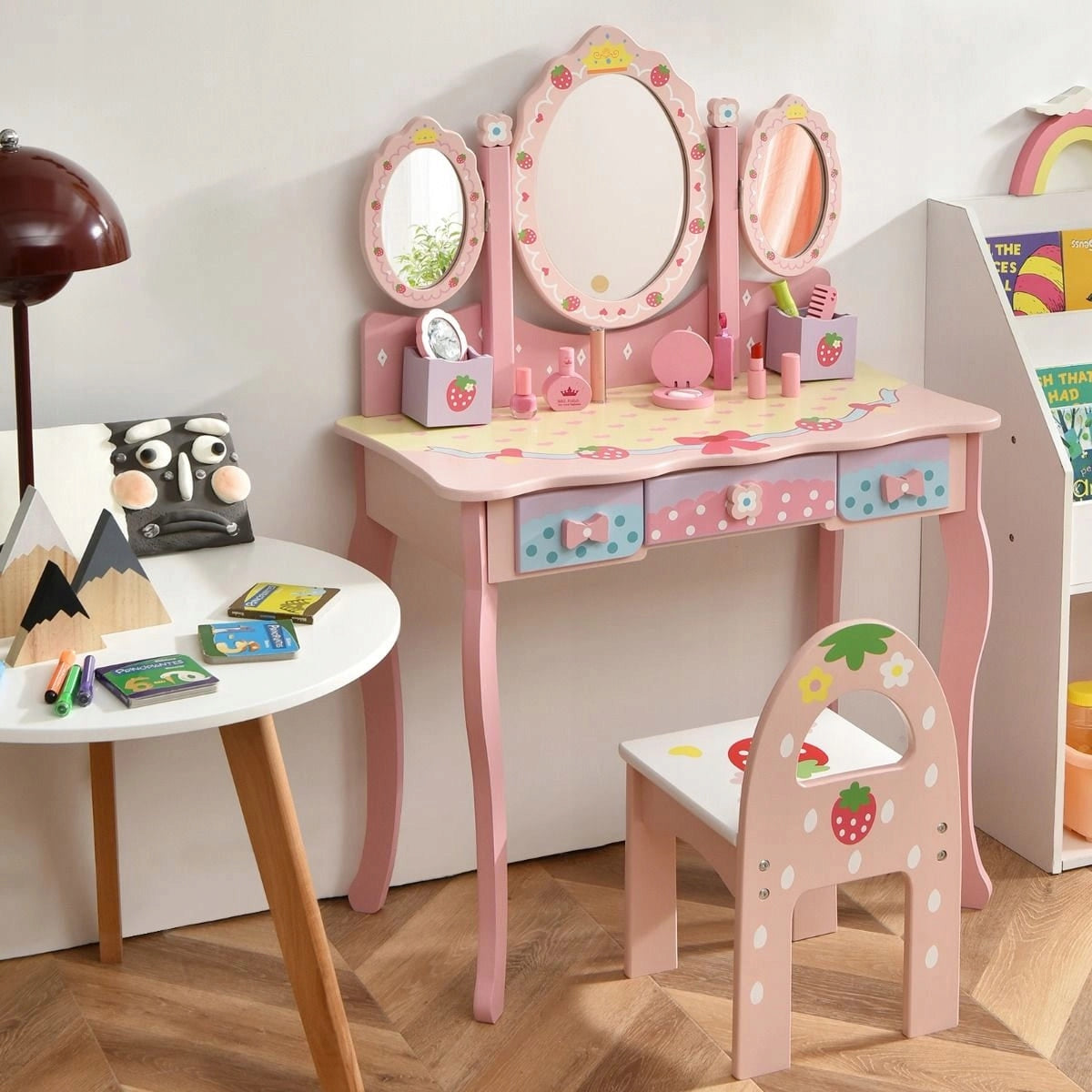 Children's Dressing Table 2in1 Desk with Mirror Drawers Highchair Learning and Fun Packaging status original