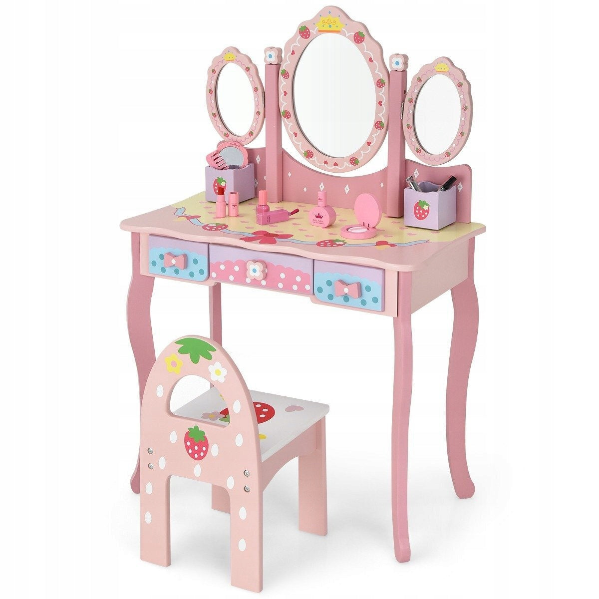 Children's Dressing Table 2in1 Desk with Mirror Drawers Highchair Learning and Fun