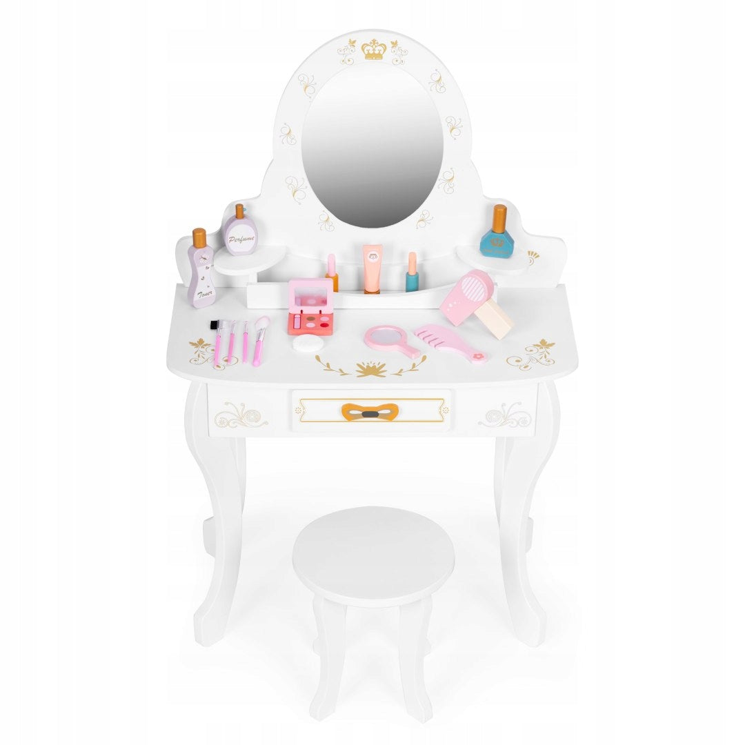 Children's Dressing Table Wooden with Mirror for Girls Stool Accessories Manufacturer code KSC-005061