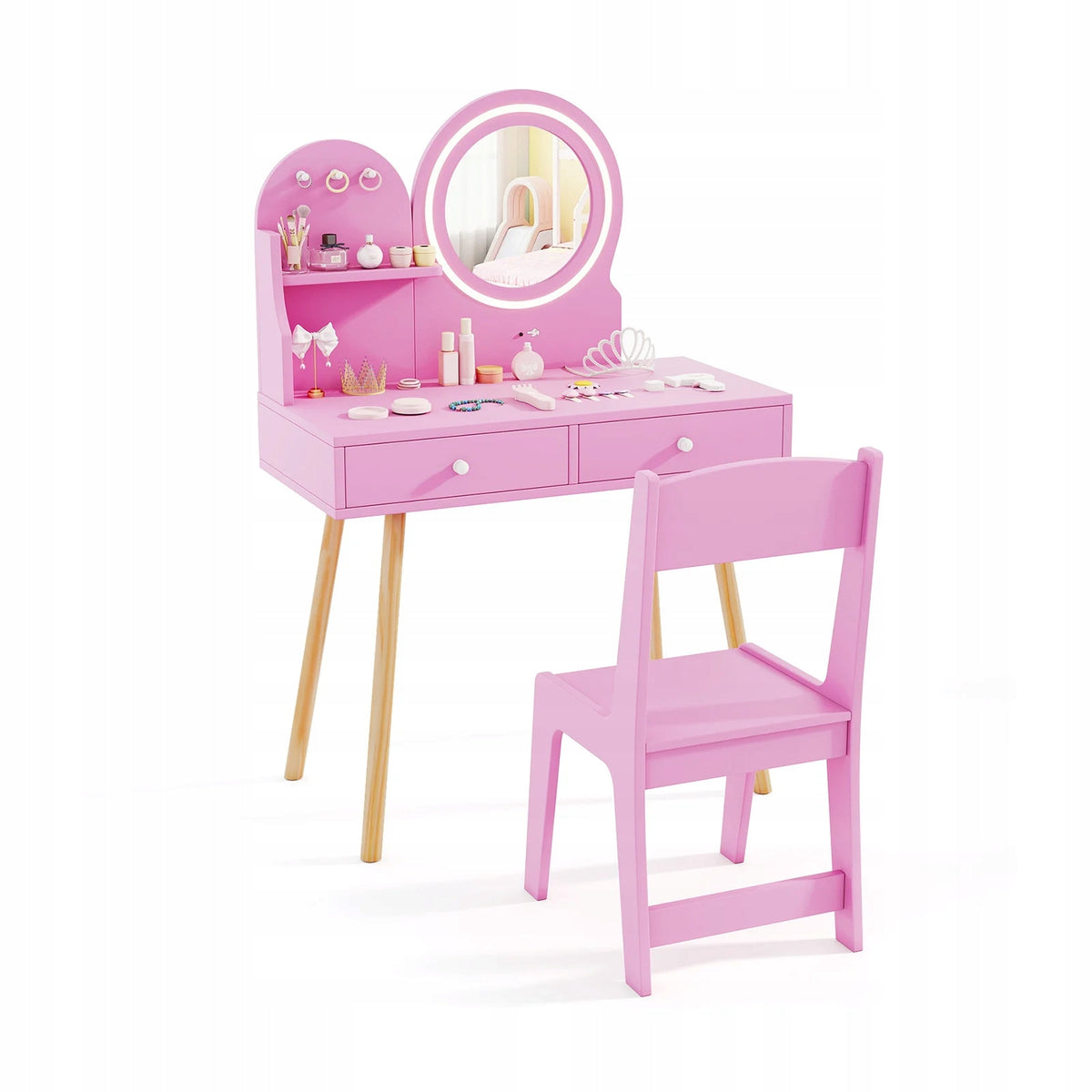 Children's Dressing Table with Backlit Mirror Children's Dressing Table
