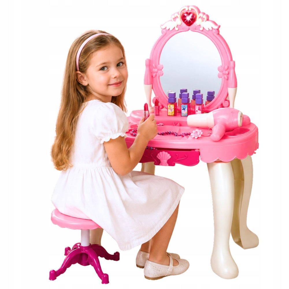 Children's Dressing Table with Chair Light Dryer Accessories Sounds Pink Brand Lean