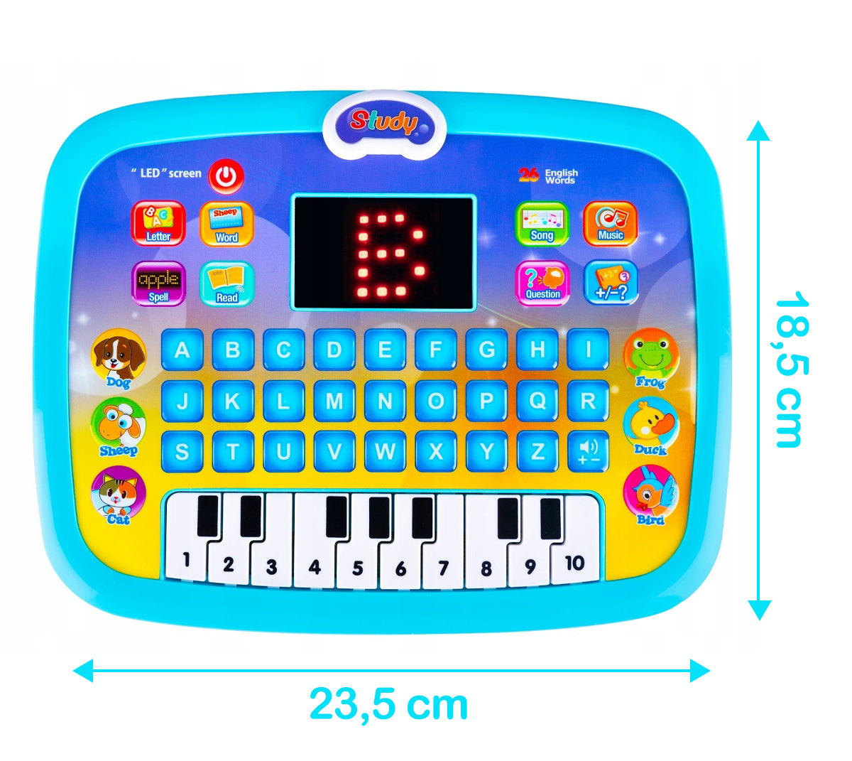 Children's Educational Laptop Computer Tablet LED Piano 3+ CE English Manufacturer code Z693
