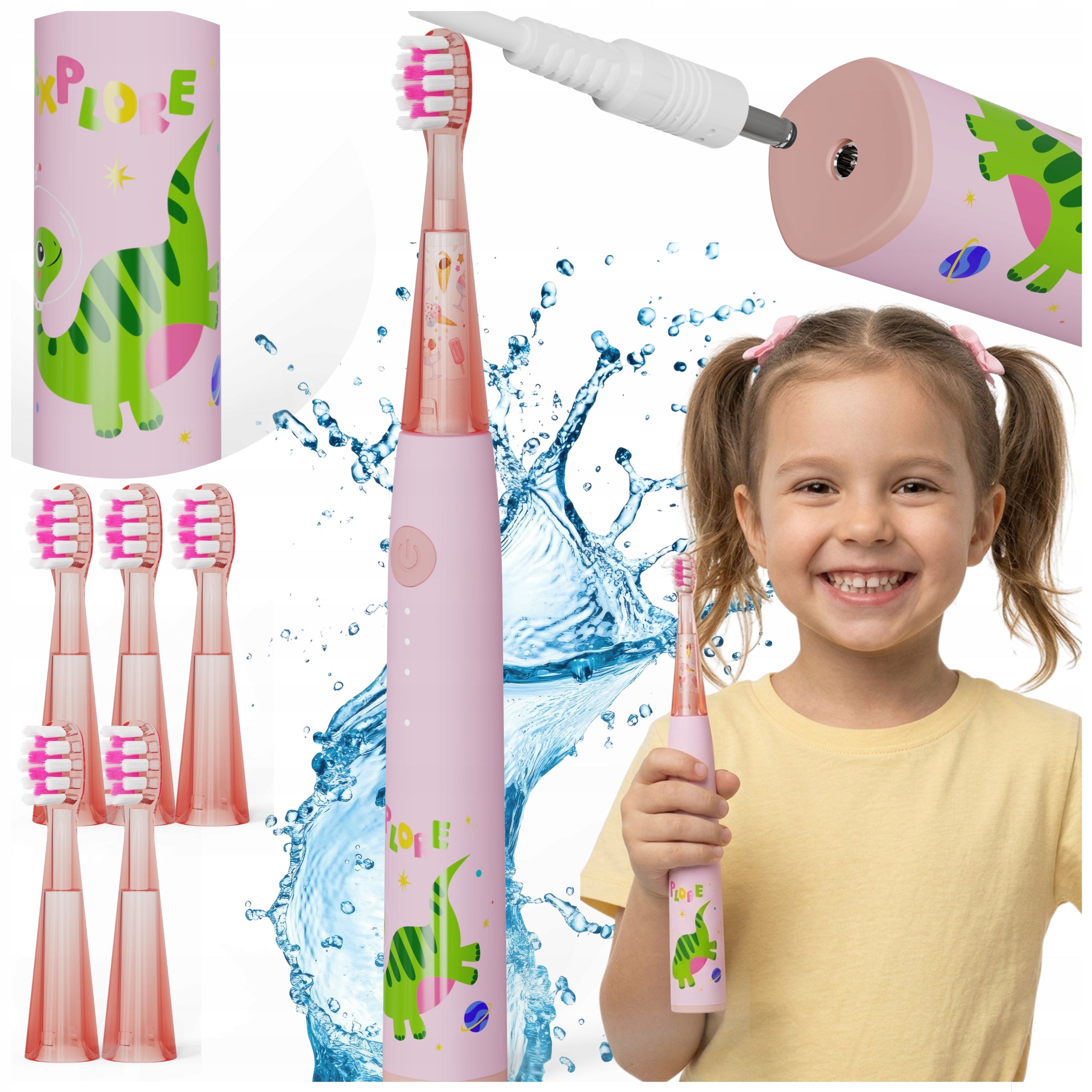 Children's Electric Sonic Toothbrush LED + 5 Pulse Tips