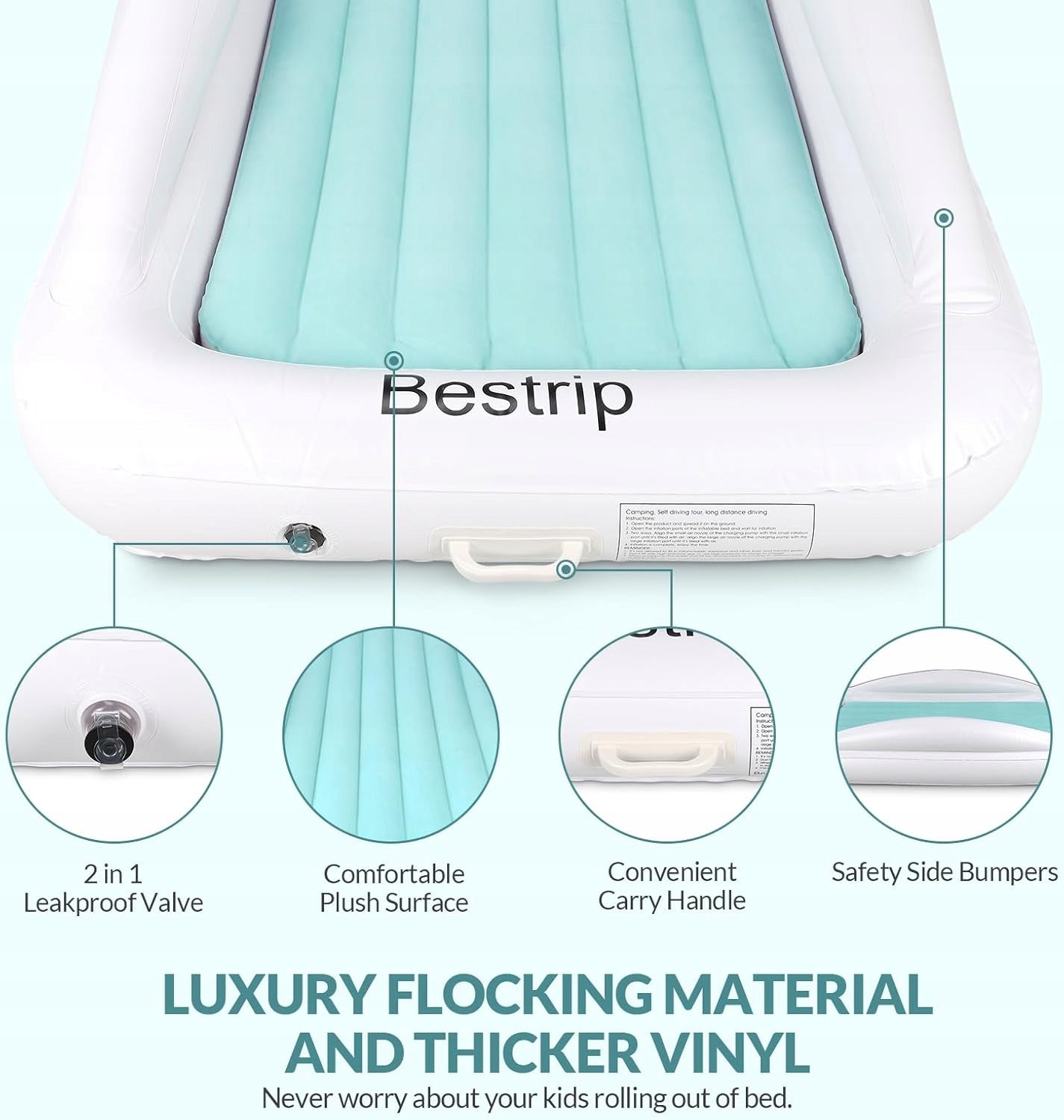 Children's Inflatable Bed with Electric Pump Travel Mattress Bestrip Manufacturer code materac turystyczny dziecięcy dmuchany łóżko