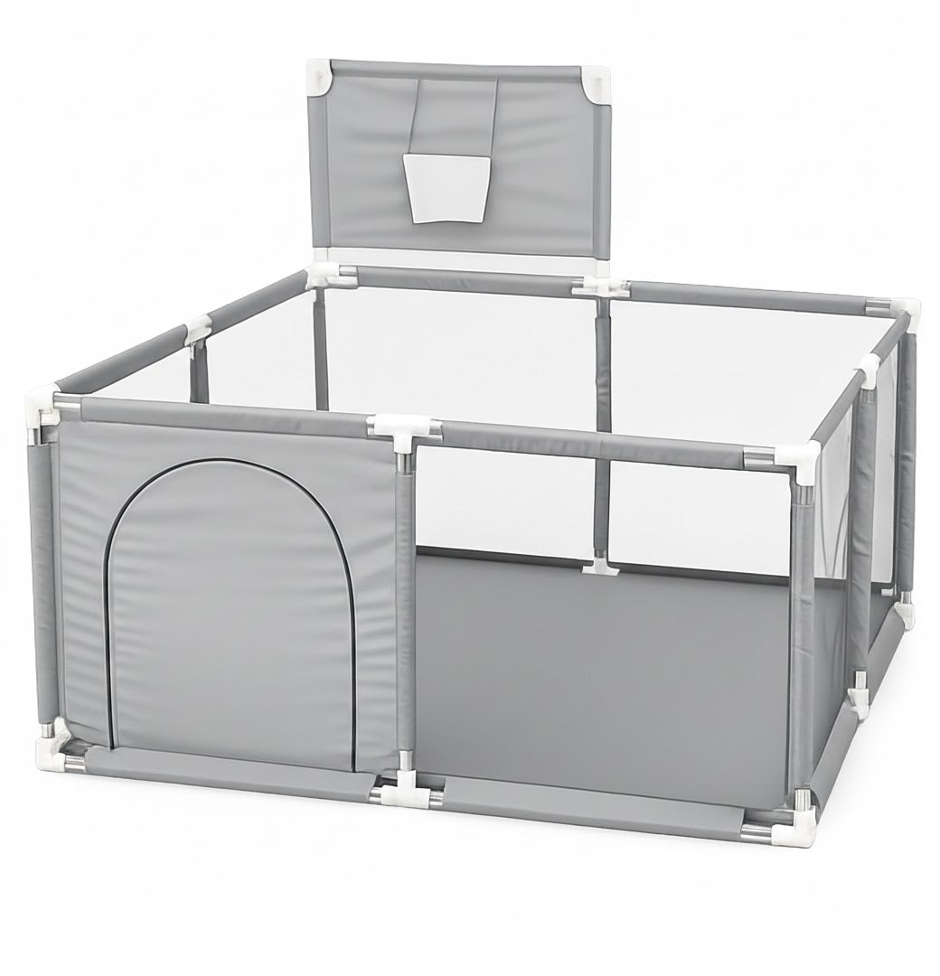 Children's Playpen Dry Pool Square Grey with Basket 125x125 cm I155