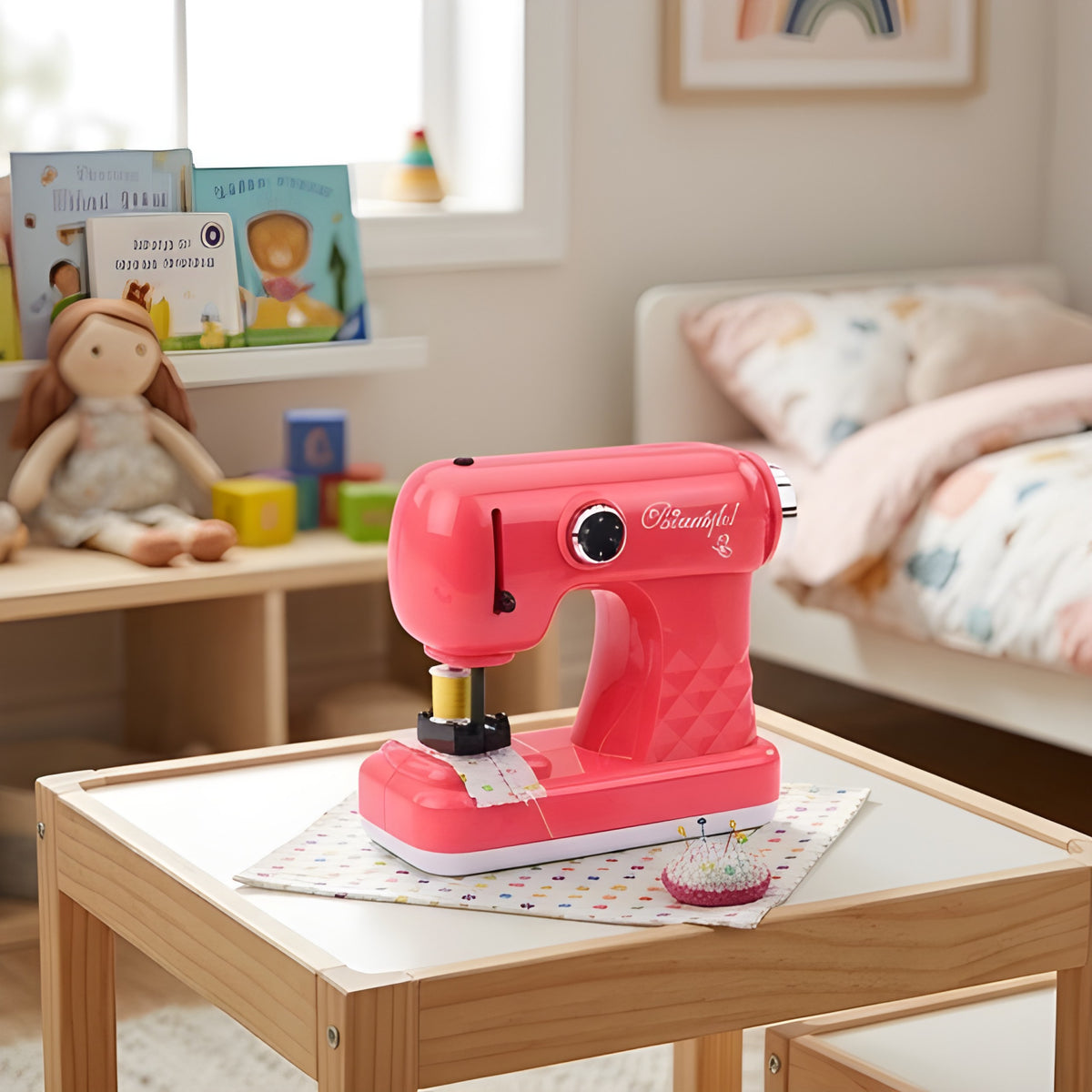 Children's Sewing Machine Toy Mouse Light Sound 14 cm Pink Packaging status original