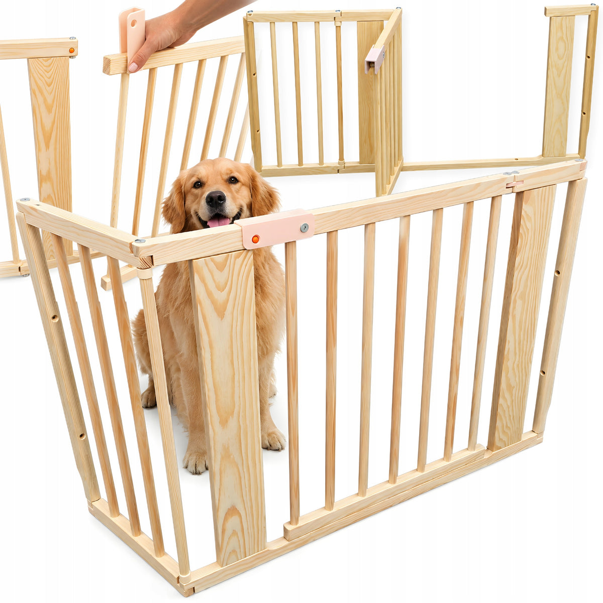 Children's Stair Goal Wooden Modular Barrier with Gate up to 124 cm