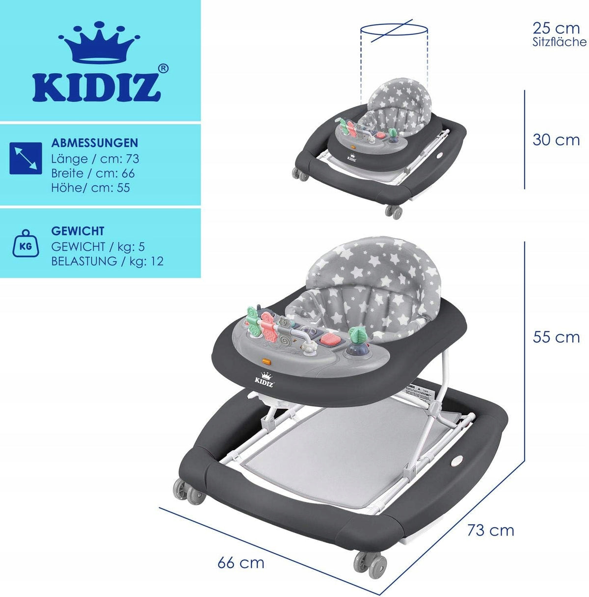 Children's Walker Playing 4in1 Grey Seat Chair Swing KIDIZ Manufacturer code 2278715002